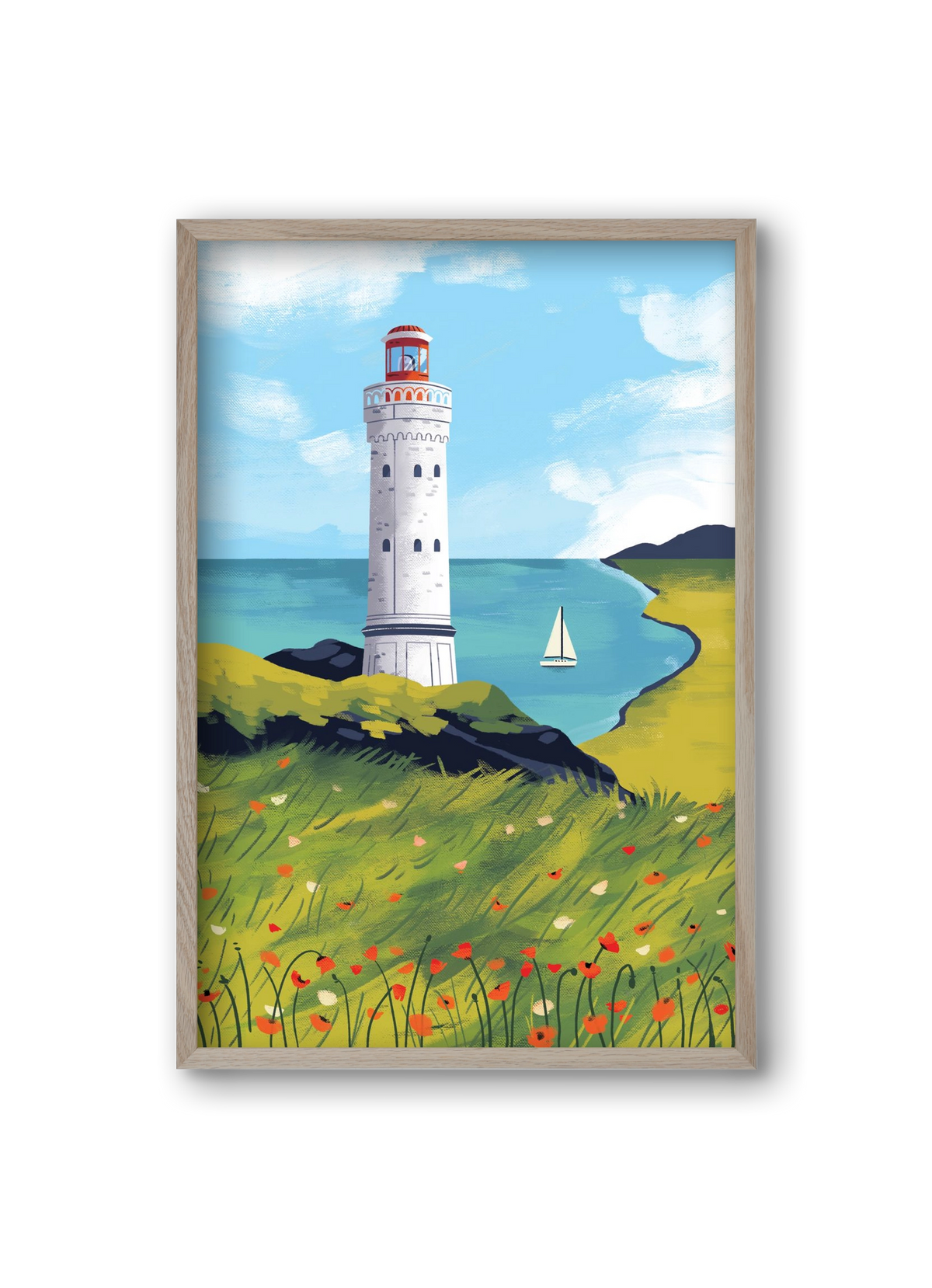 Pipacs mező, 20x30 cm (20x30 cm), Tölgy keret