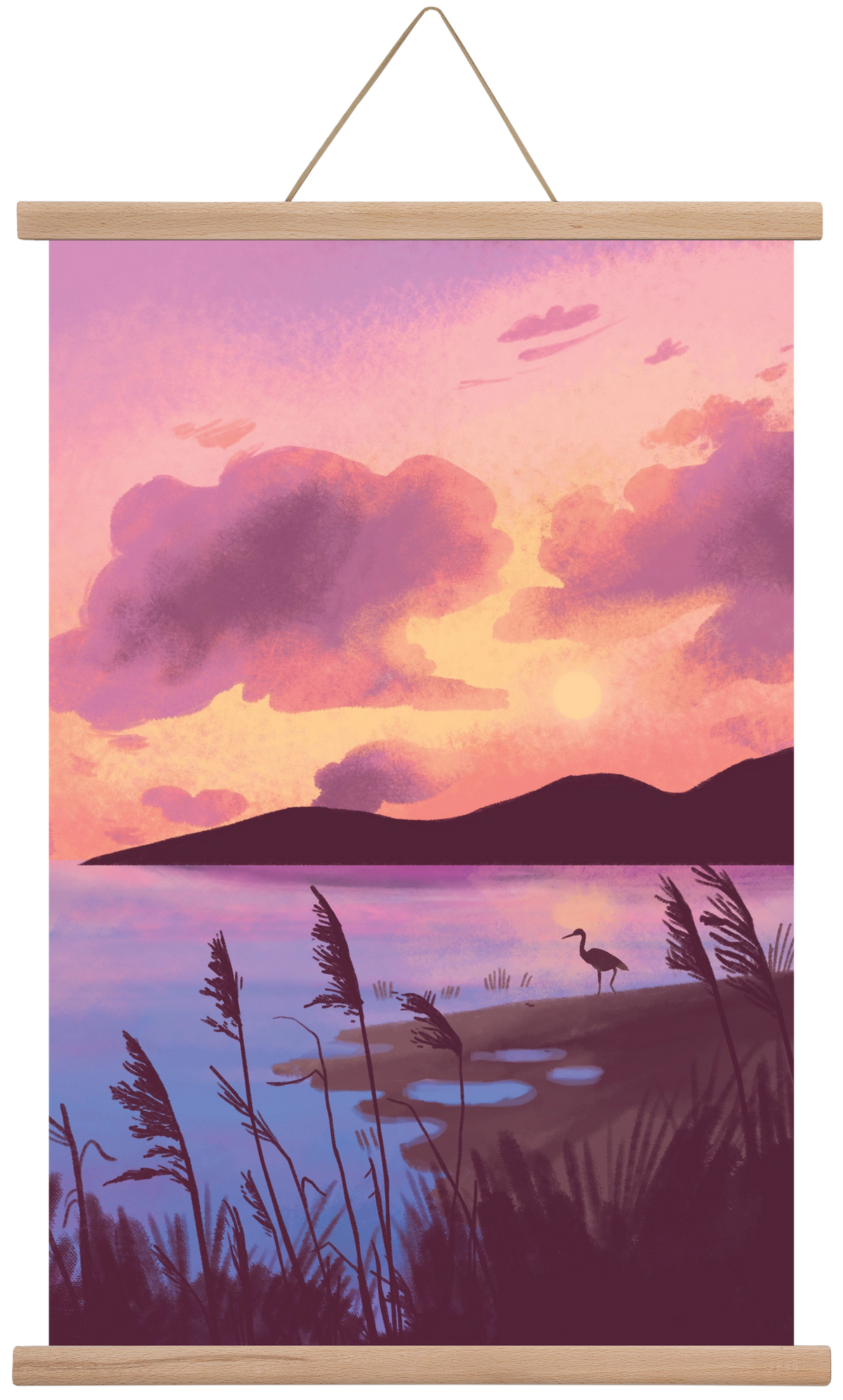 Naplemente, 40x60 cm (40x60 cm), Tölgy akasztó