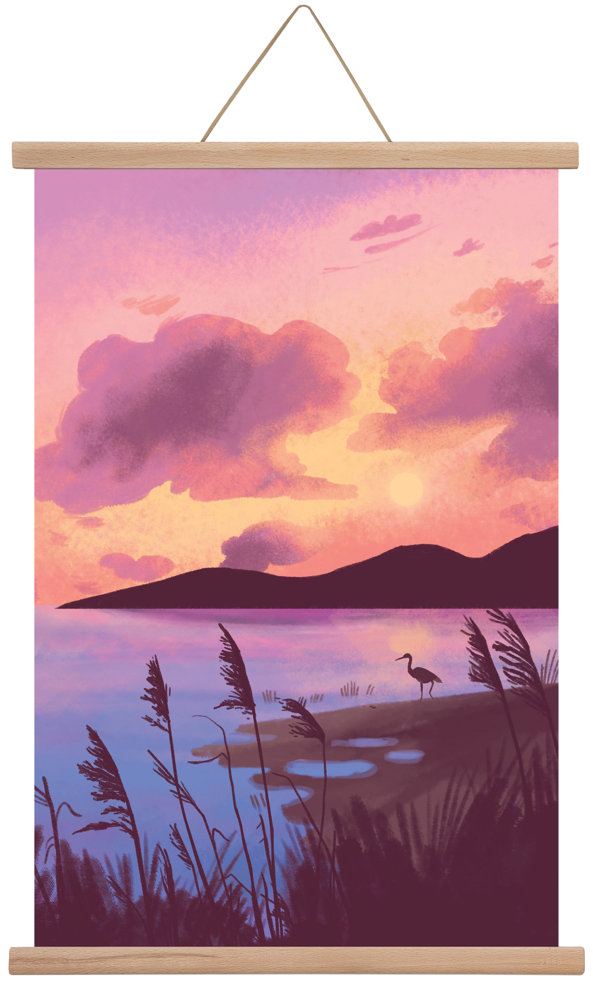 Naplemente, 40x60 cm (40x60 cm), Tölgy akasztó