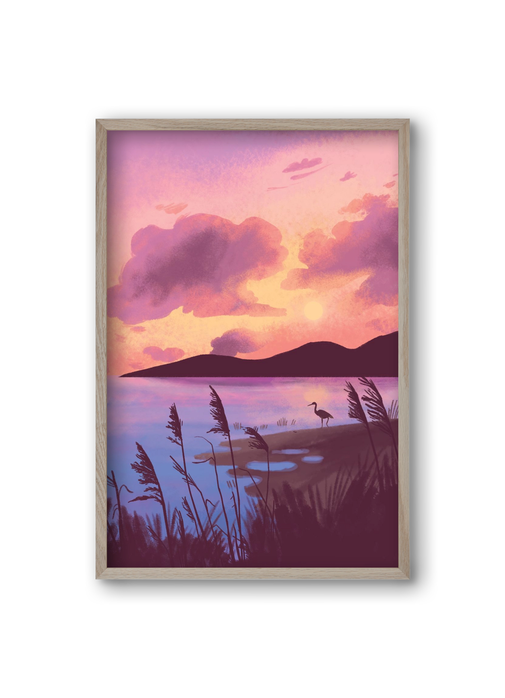 Naplemente, 20x30 cm (20x30 cm), Tölgy keret