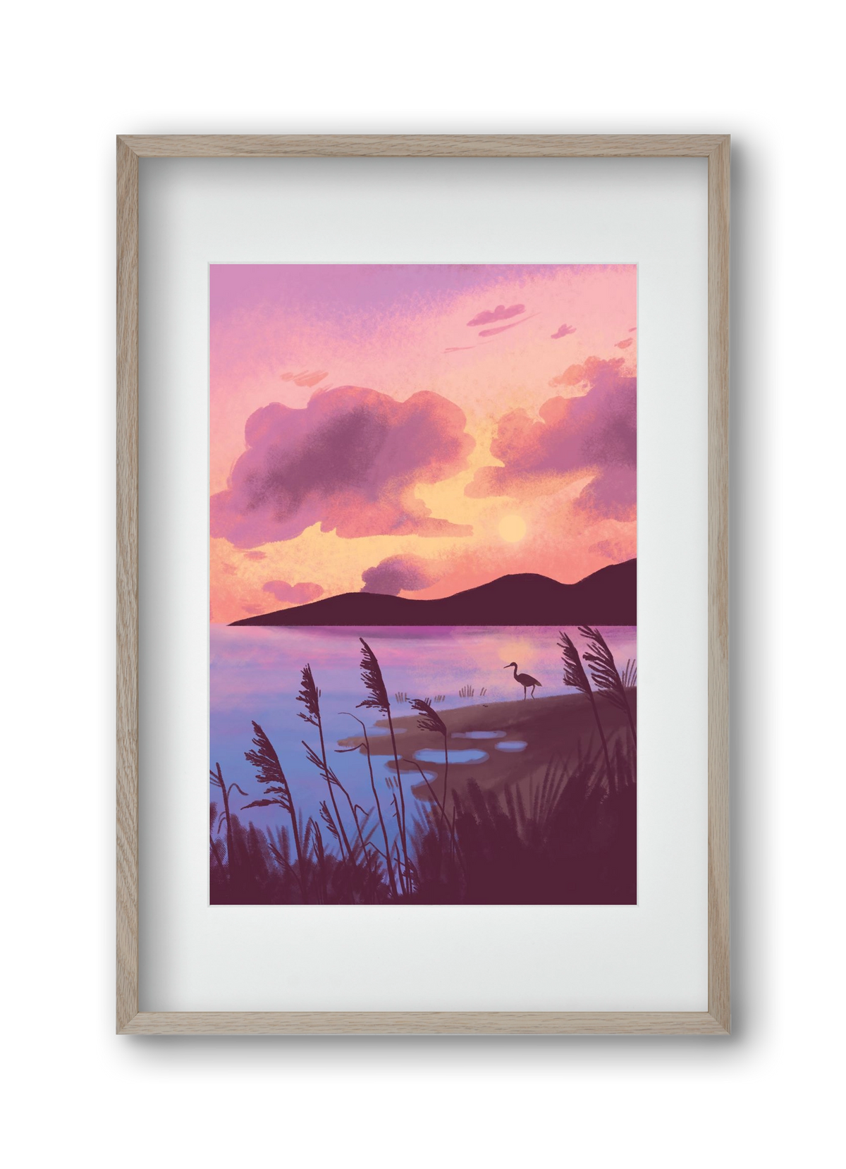 Naplemente, 30x45 cm (20x30 cm), Tölgy keret, paszpartuval