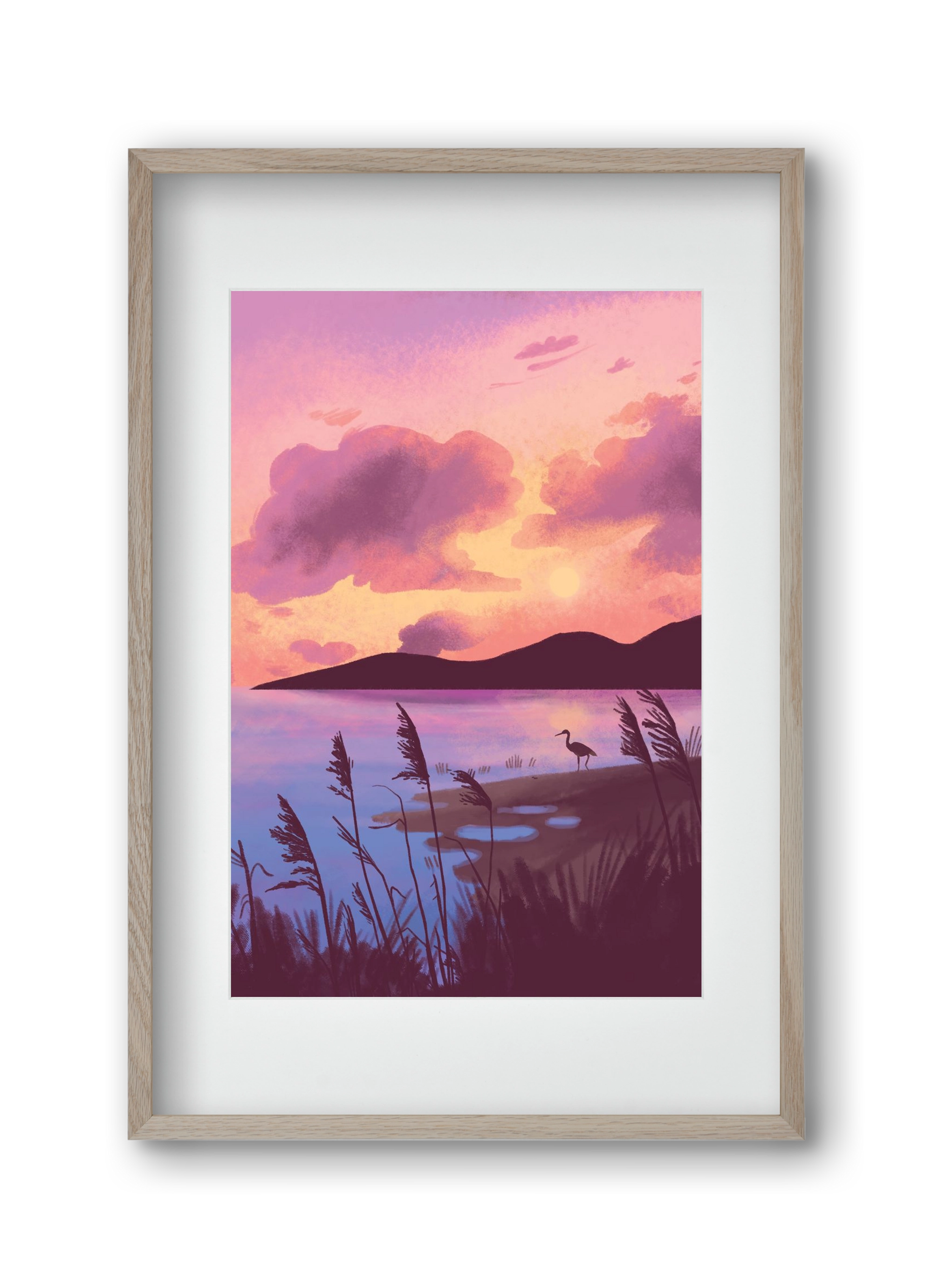 Naplemente, 30x45 cm (20x30 cm), Tölgy keret, paszpartuval