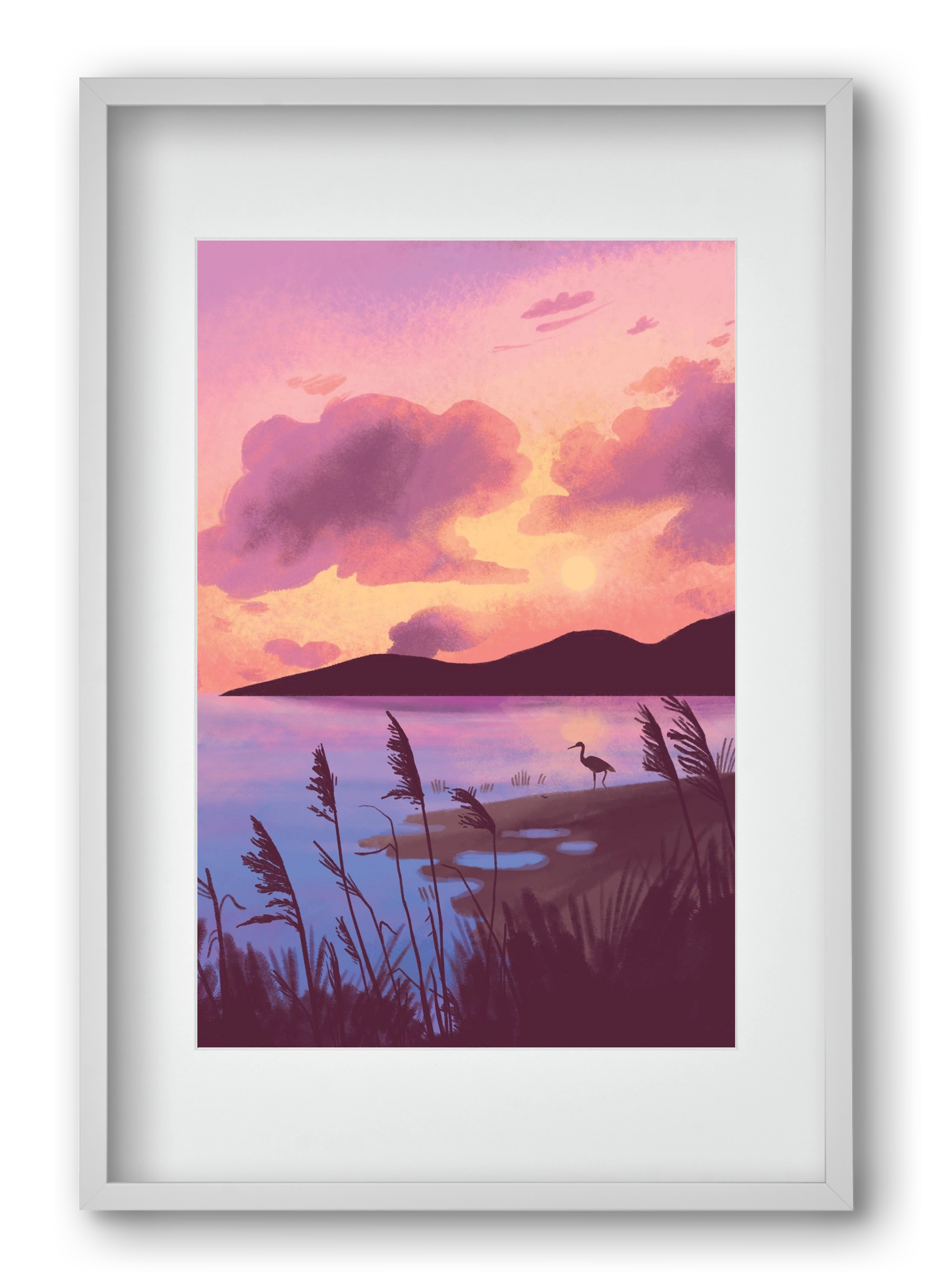 Naplemente, 40x60 cm (30x45 cm), Fehér keret, paszpartuval