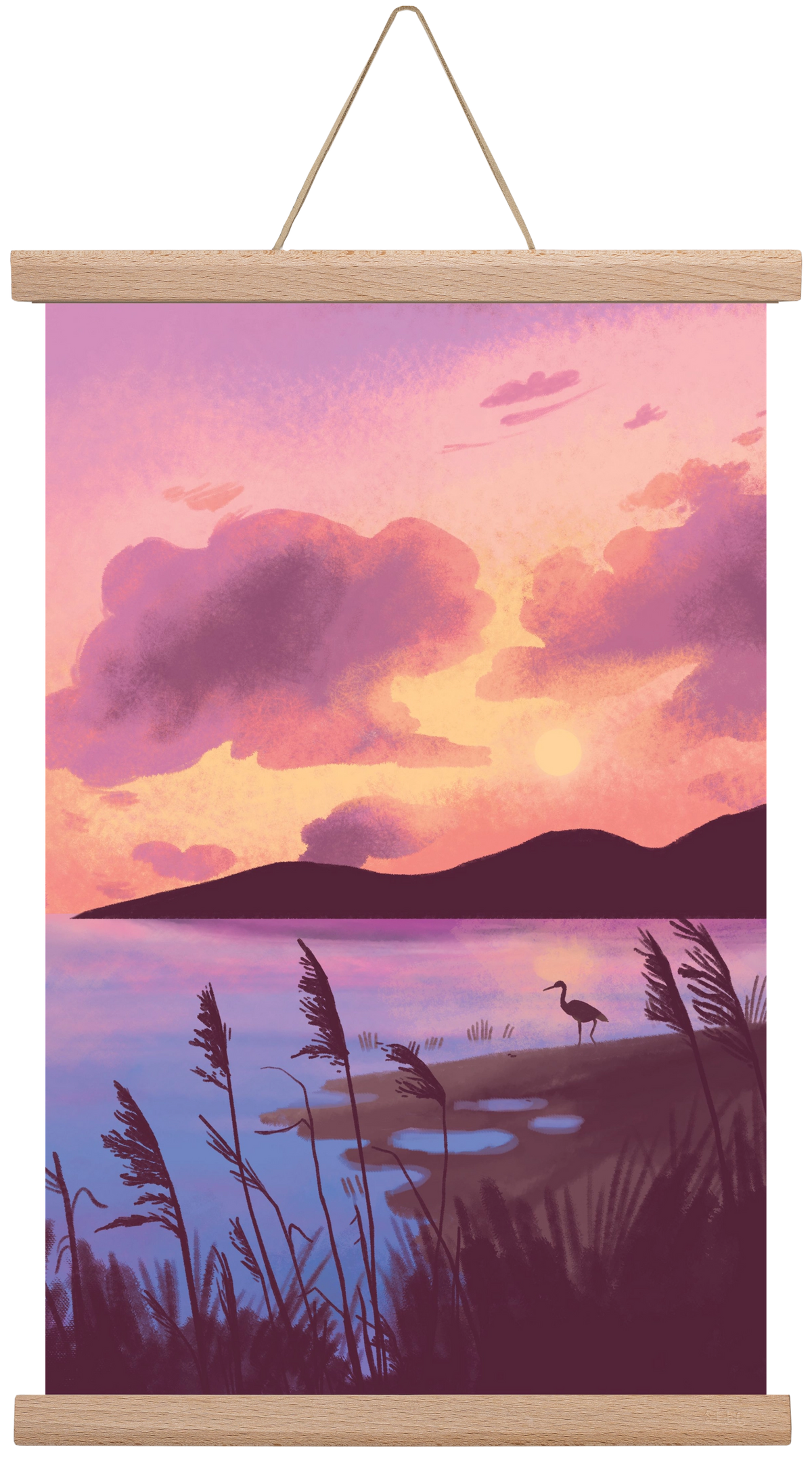 Naplemente, 30x45 cm (30x45 cm), Tölgy akasztó