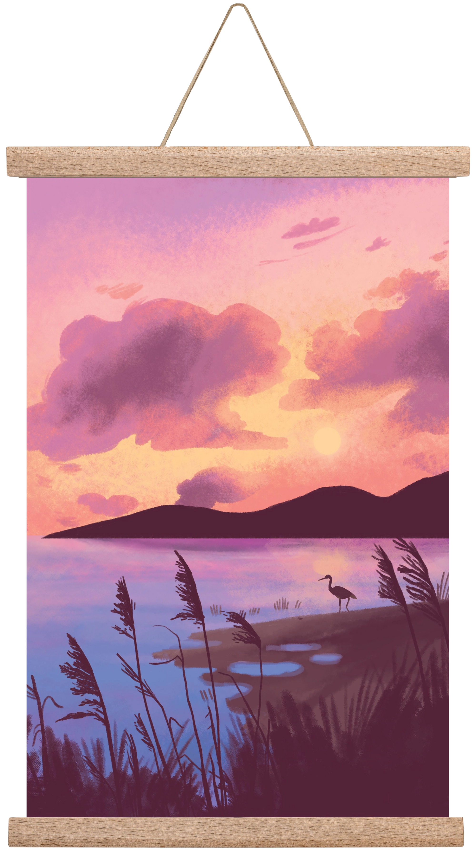 Naplemente, 30x45 cm (30x45 cm), Tölgy akasztó