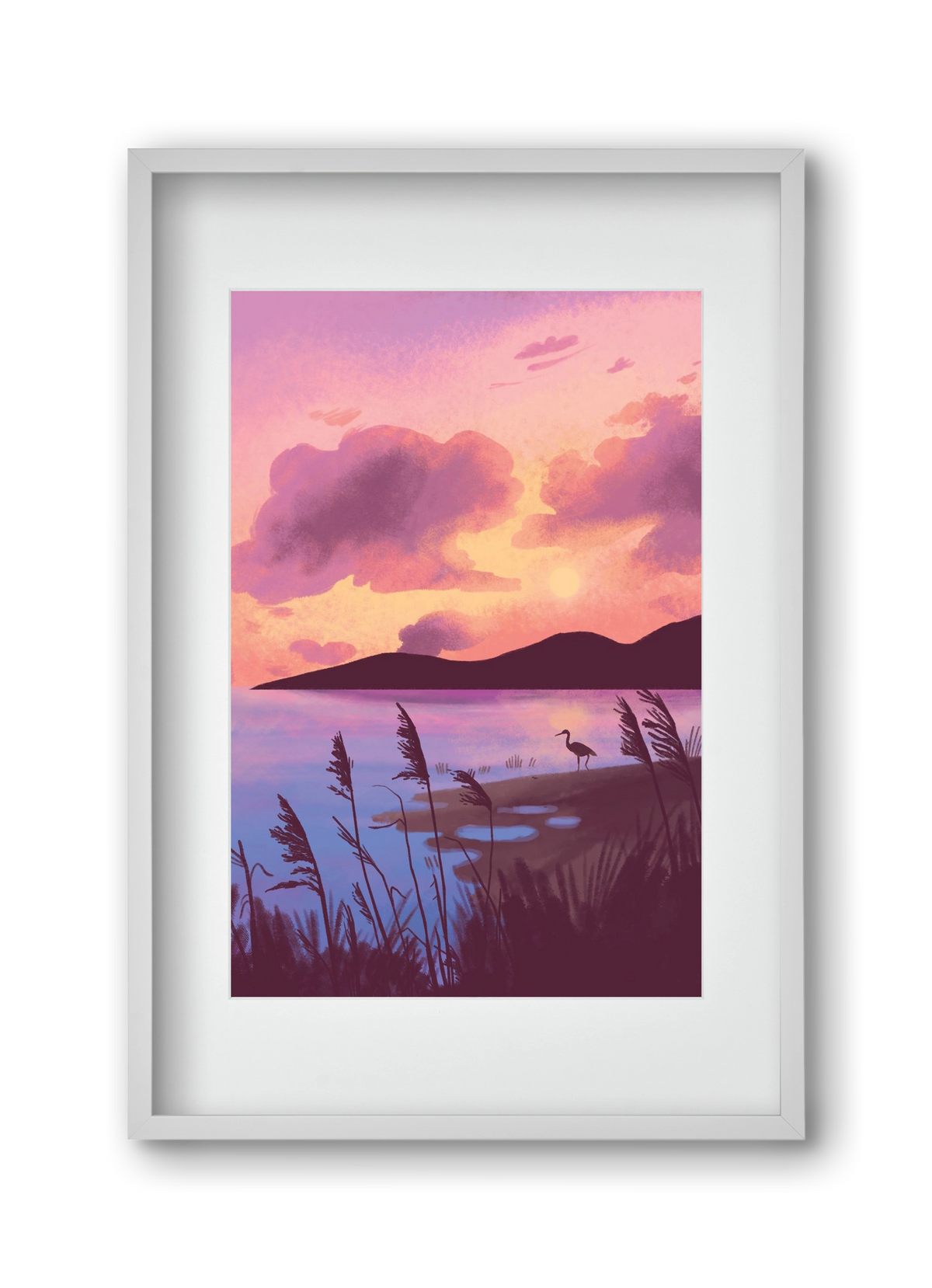 Naplemente, 30x45 cm (20x30 cm), Fehér keret, paszpartuval