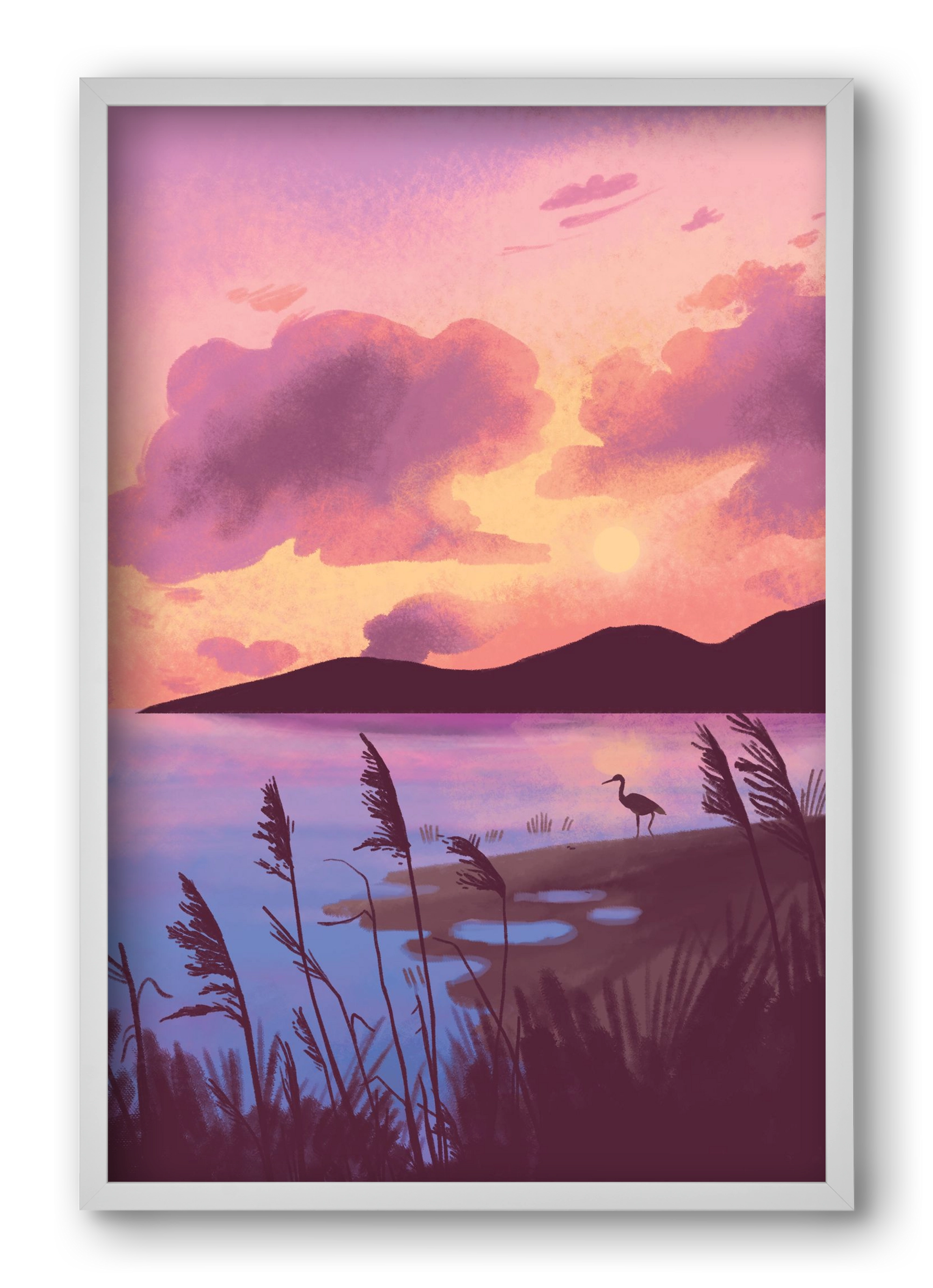 Naplemente, 40x60 cm (40x60 cm), Fehér keret