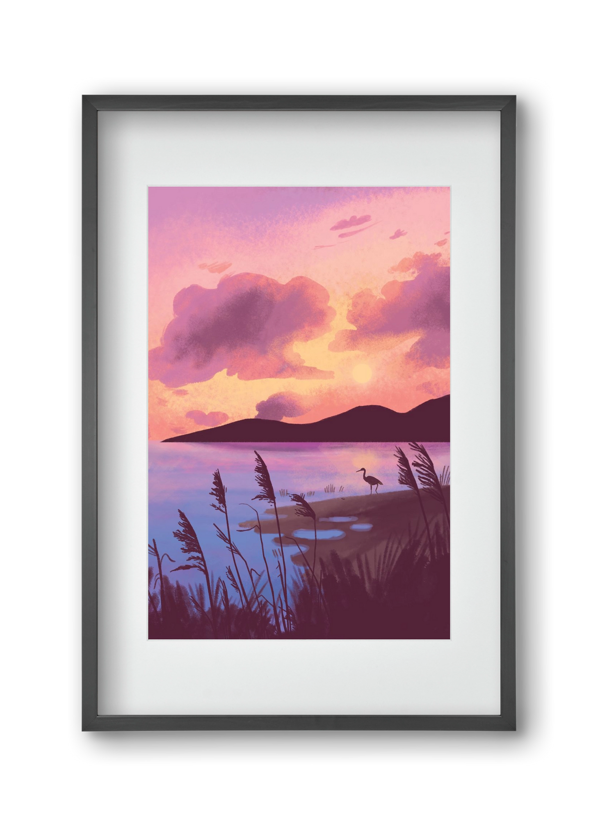 Naplemente, 30x45 cm (20x30 cm), Fekete keret, paszpartuval