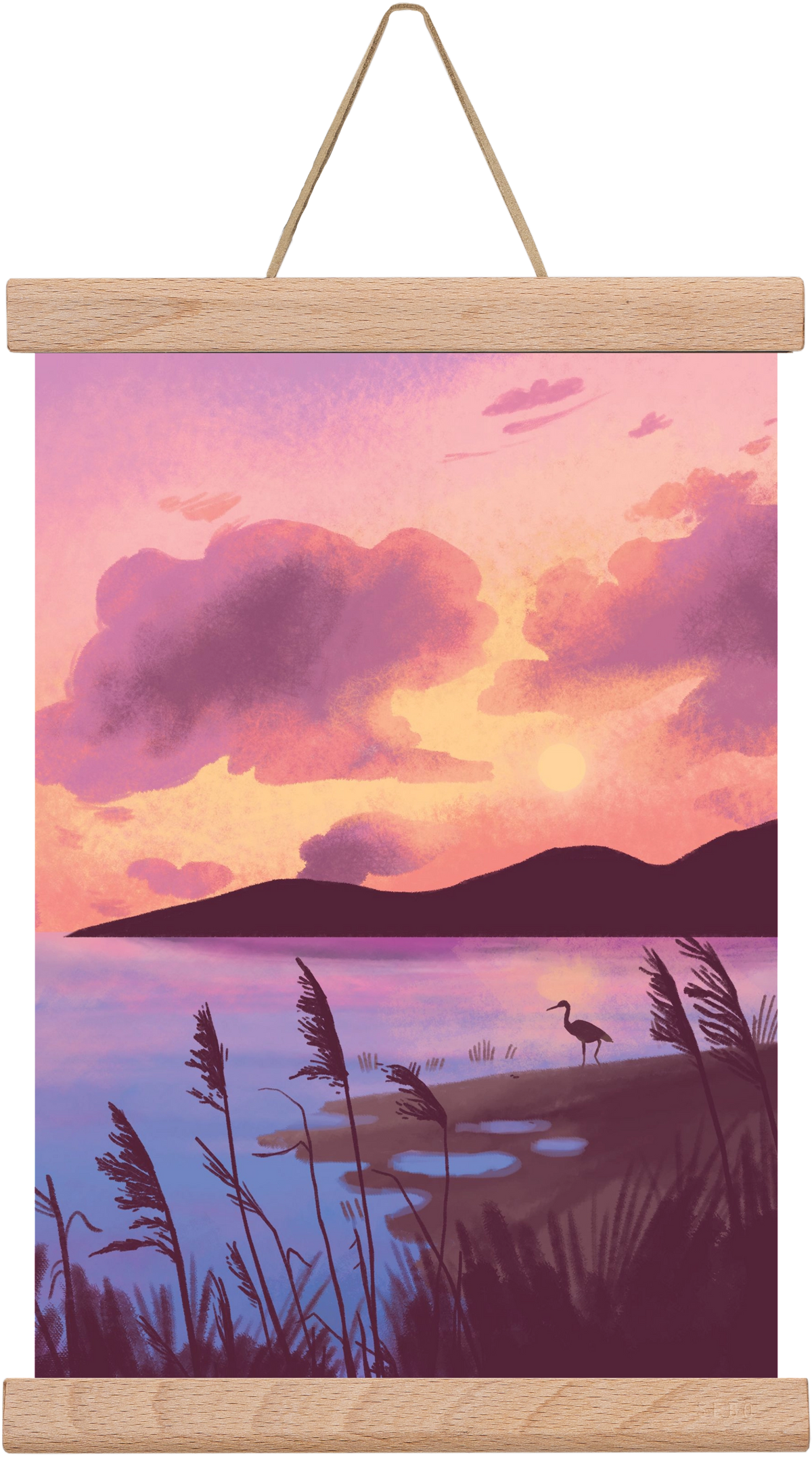 Naplemente, 20x30 cm (20x30 cm), Tölgy akasztó