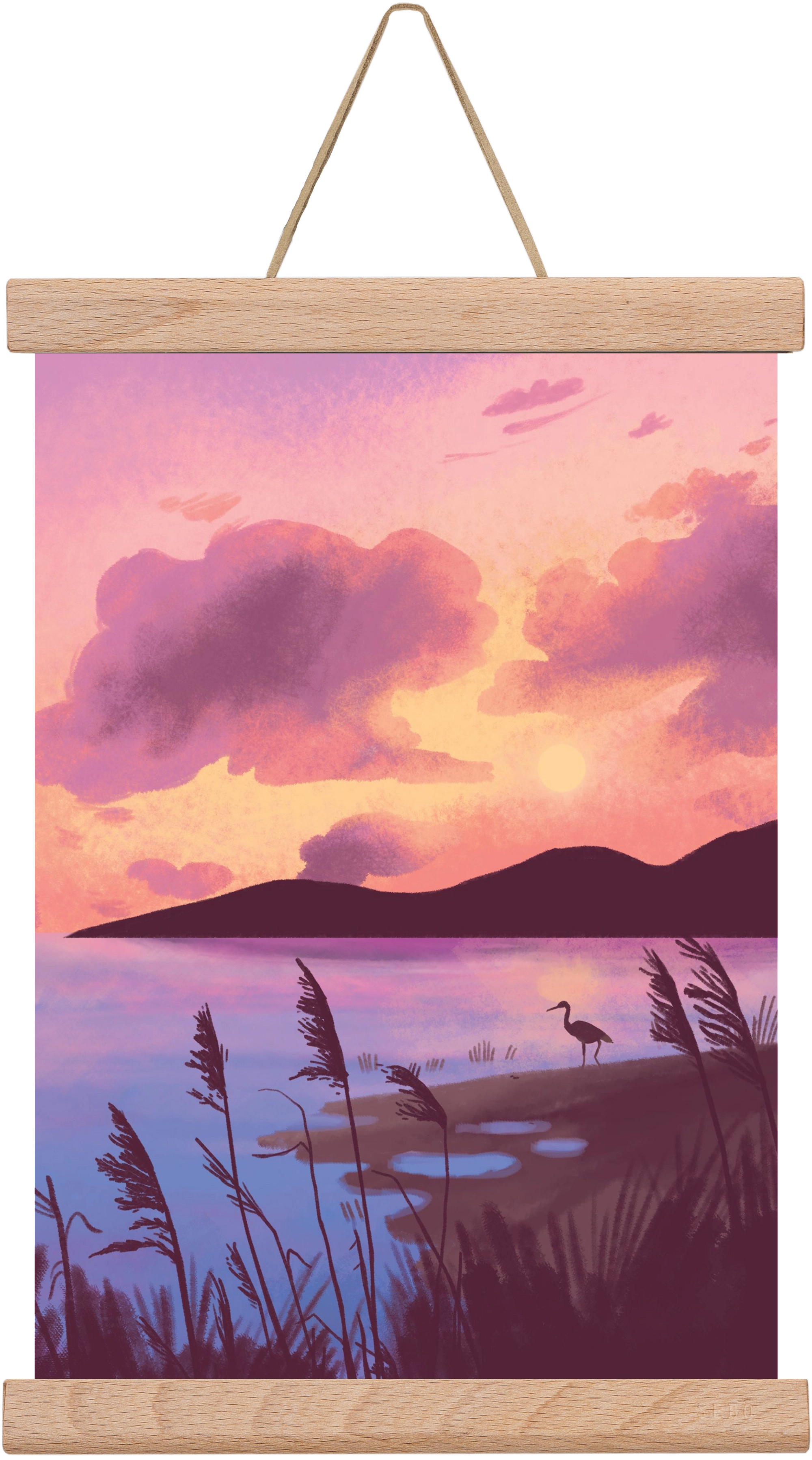 Naplemente, 20x30 cm (20x30 cm), Tölgy akasztó