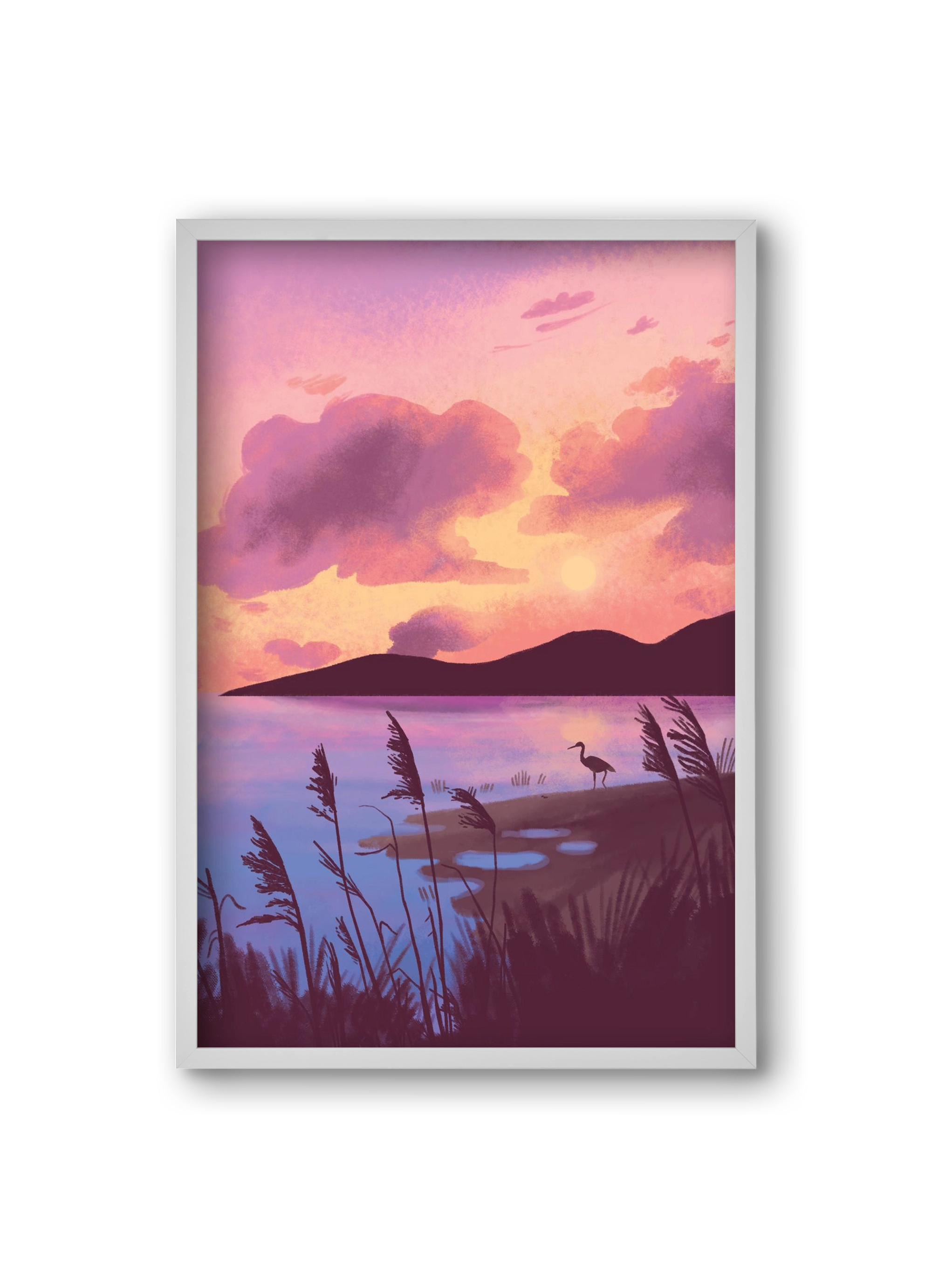 Naplemente, 20x30 cm (20x30 cm), Fehér keret