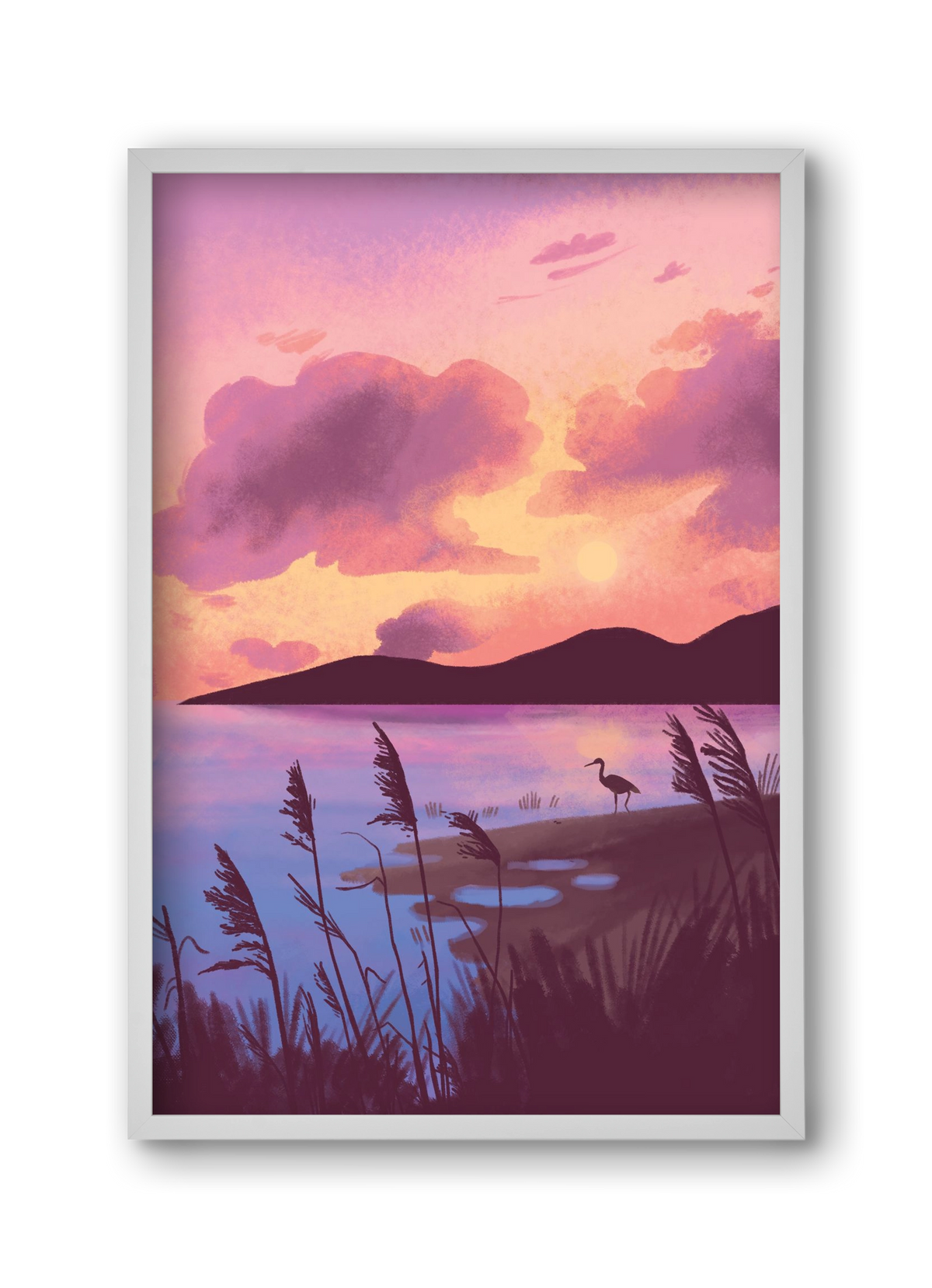 Naplemente, 30x45 cm (30x45 cm), Fehér keret