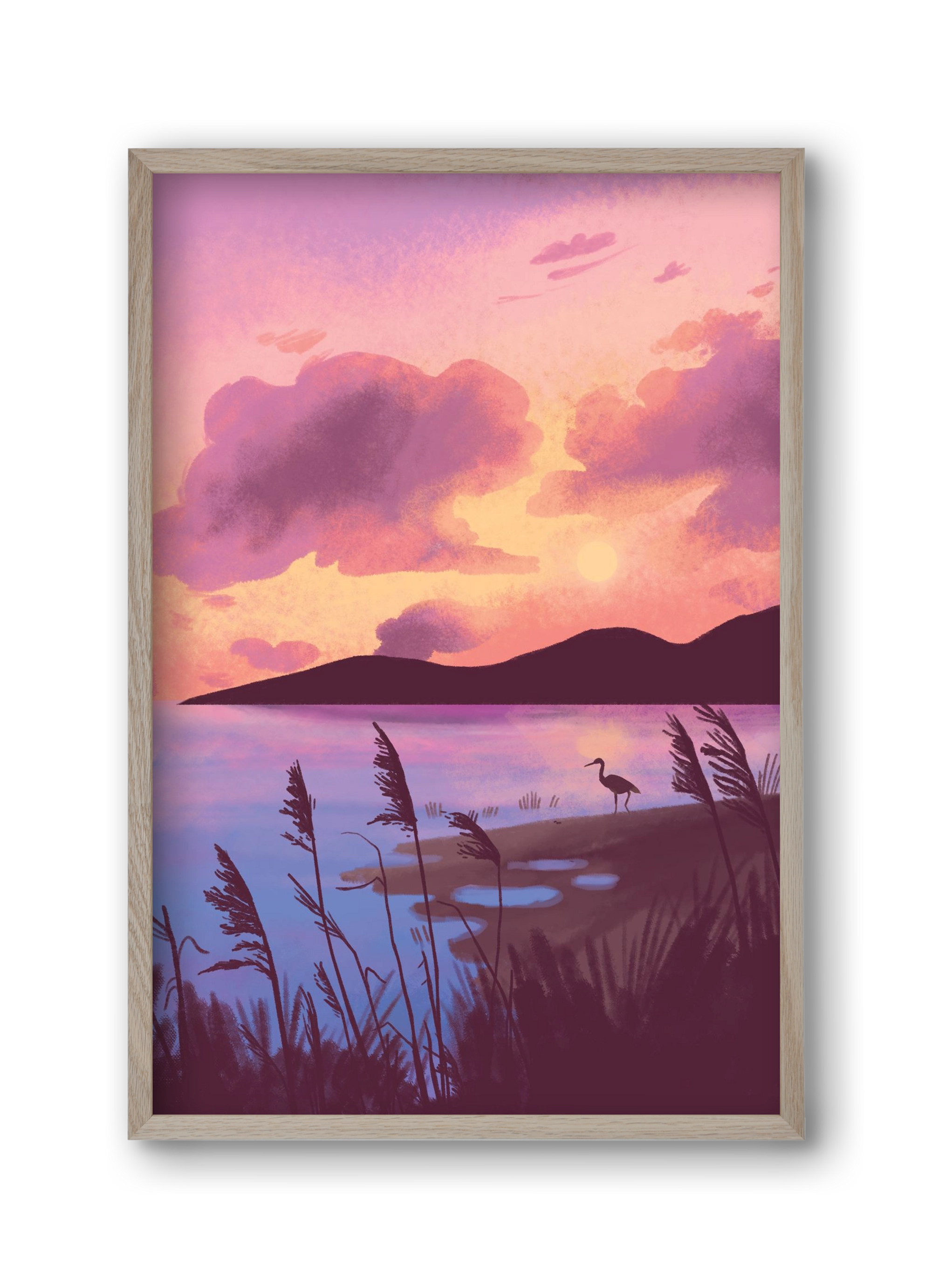 Naplemente, 30x45 cm (30x45 cm), Tölgy keret