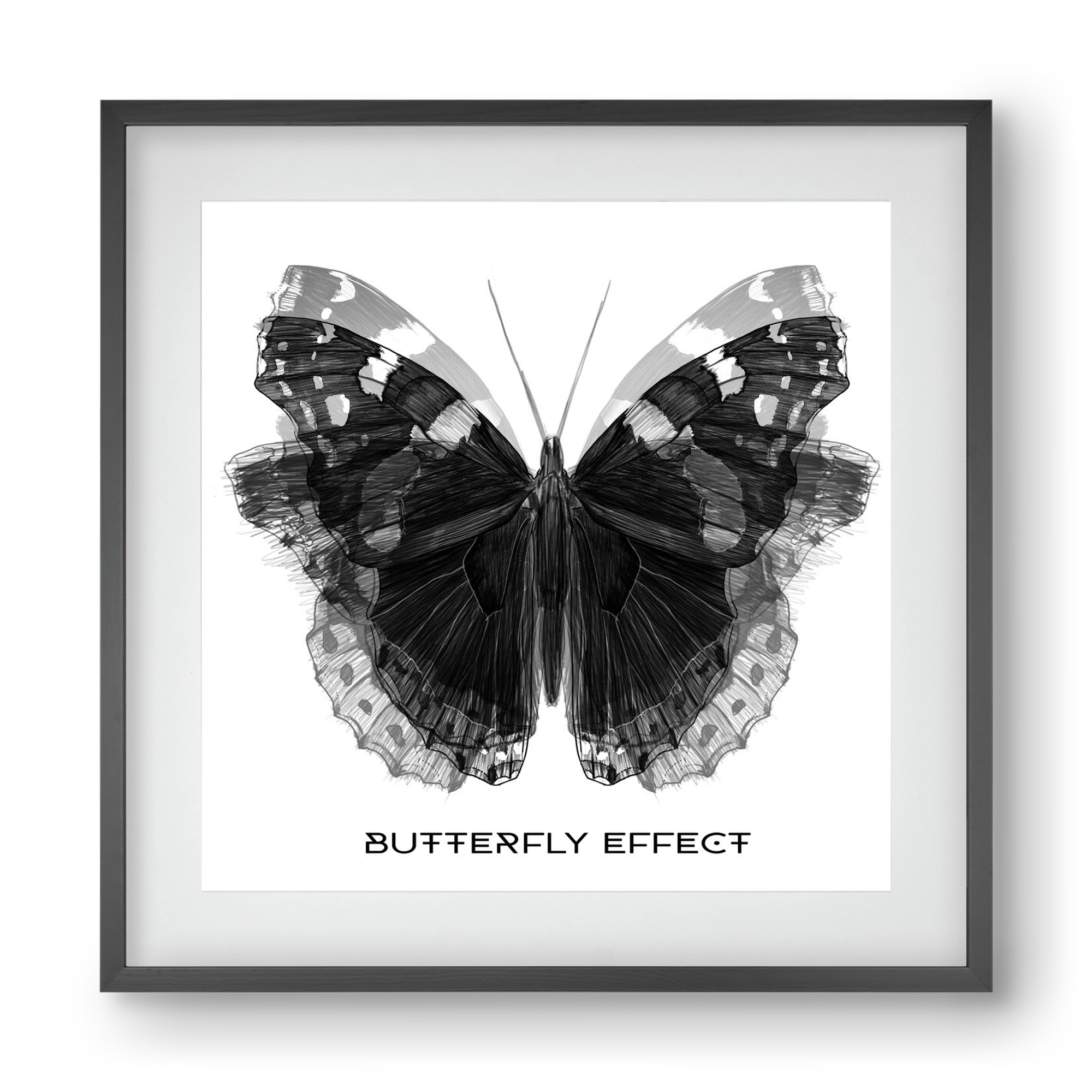 Butterfly effect, 40x40 cm (30x30 cm), Fekete keret, paszpartuval