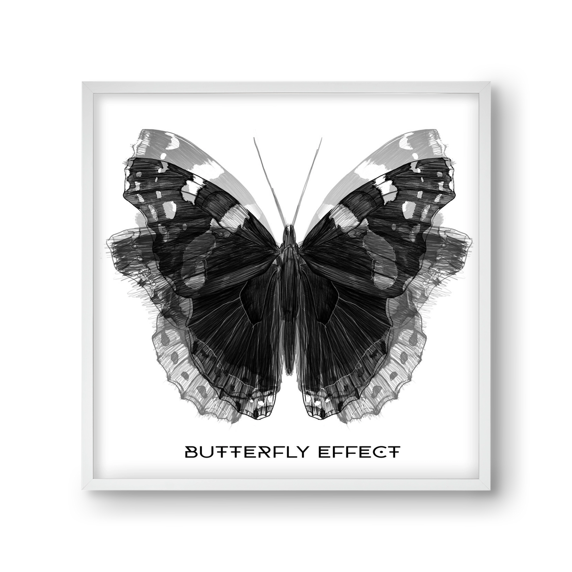 Butterfly effect, 30x30 cm (30x30 cm), Fehér keret