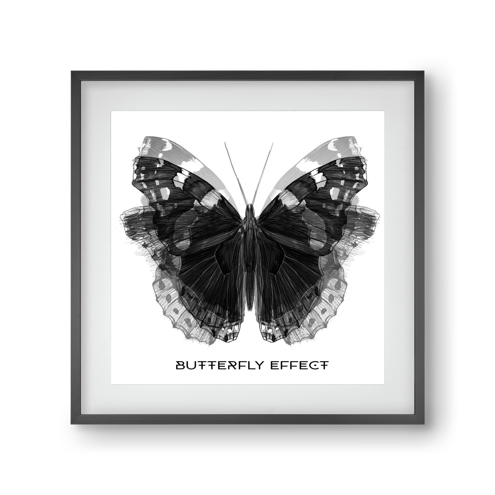 Butterfly effect, 30x30 cm (20x20 cm), Fekete keret, paszpartuval