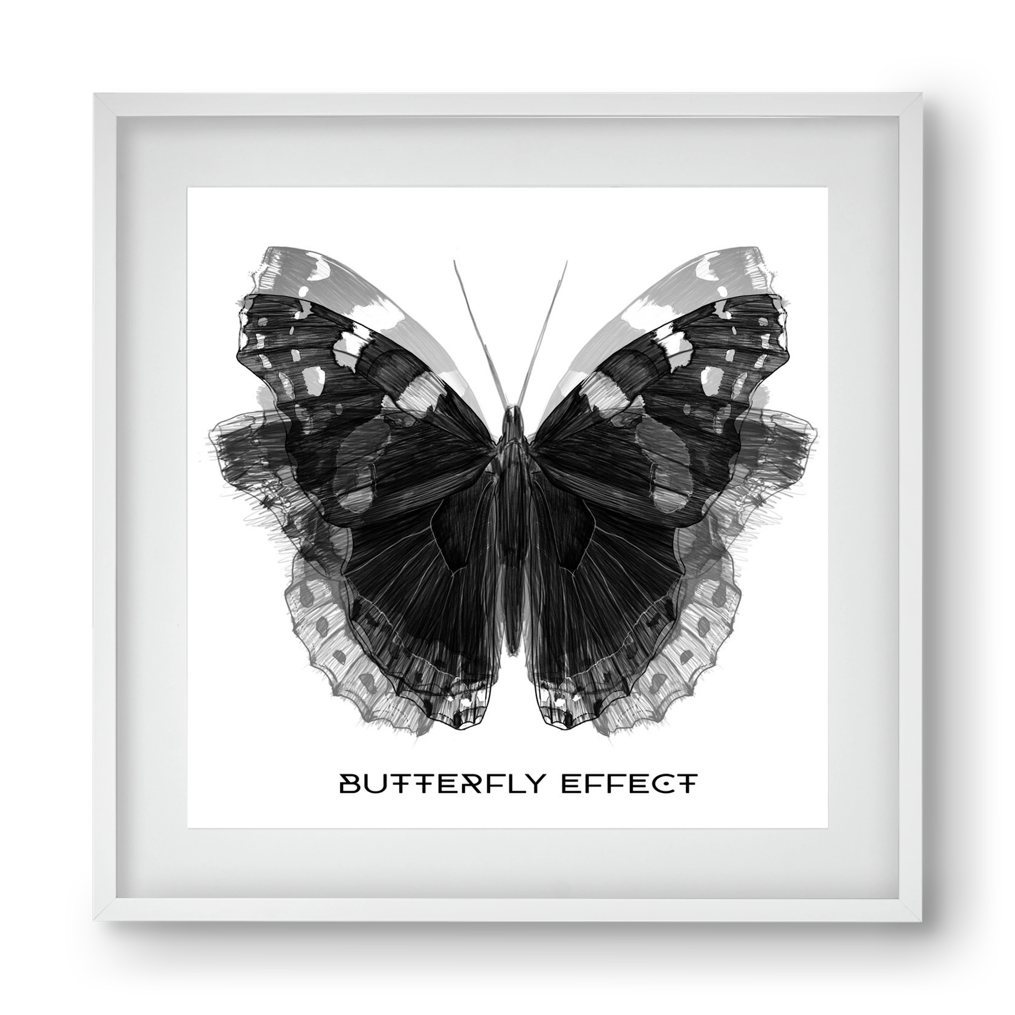 Butterfly effect, 40x40 cm (30x30 cm), Fehér keret, paszpartuval