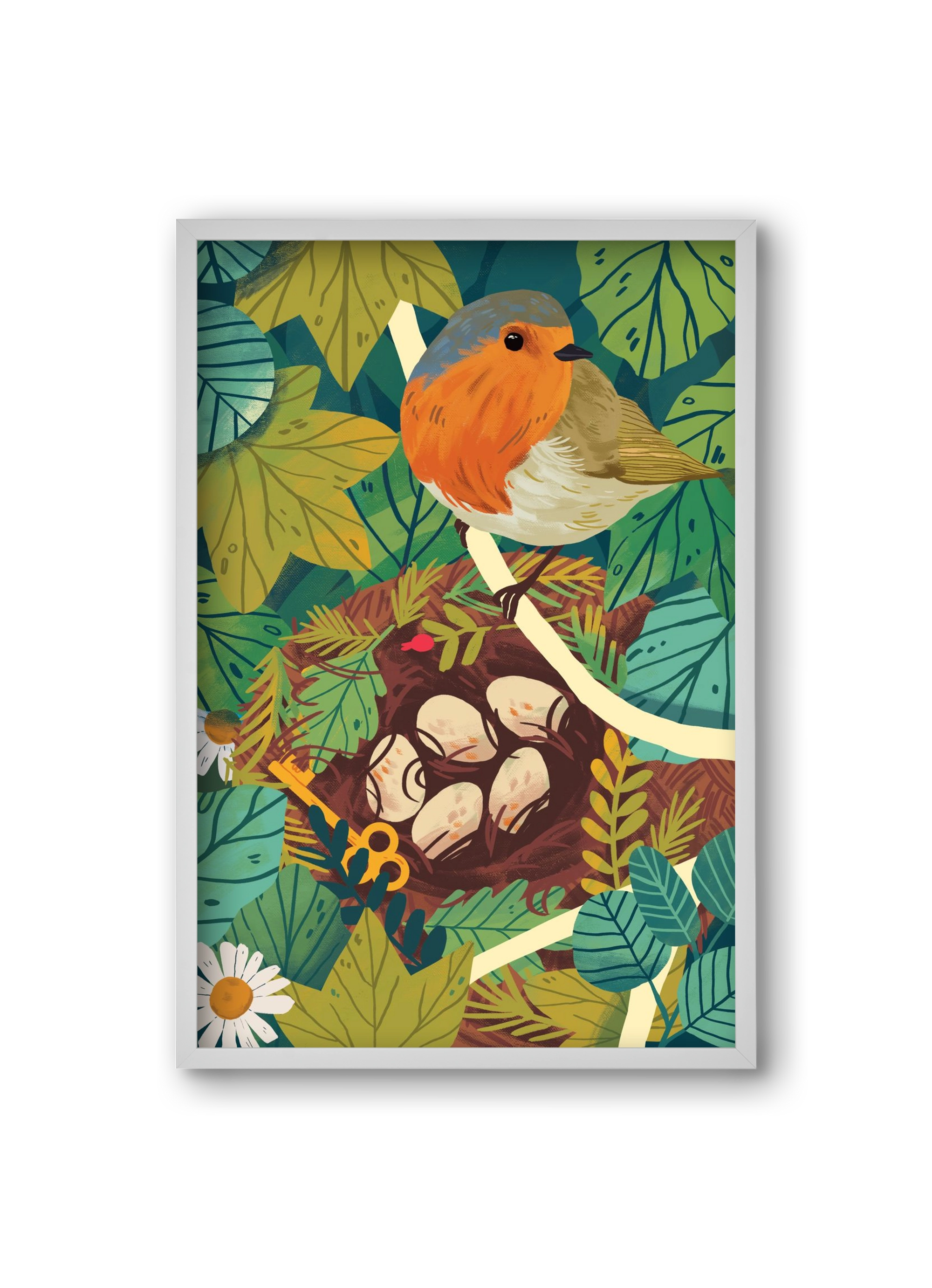 Fészek, 20x30 cm (20x30 cm), Fehér keret