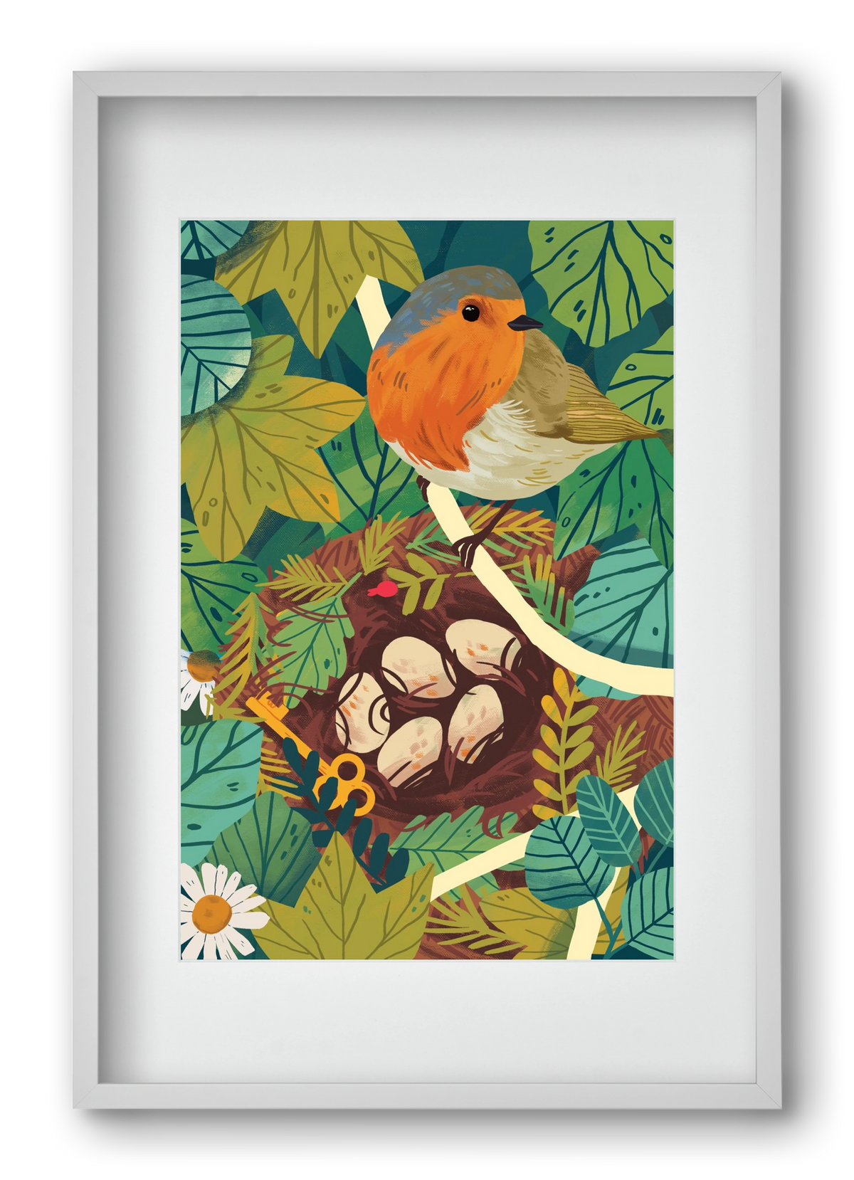 Fészek, 40x60 cm (30x45 cm), Fehér keret, paszpartuval