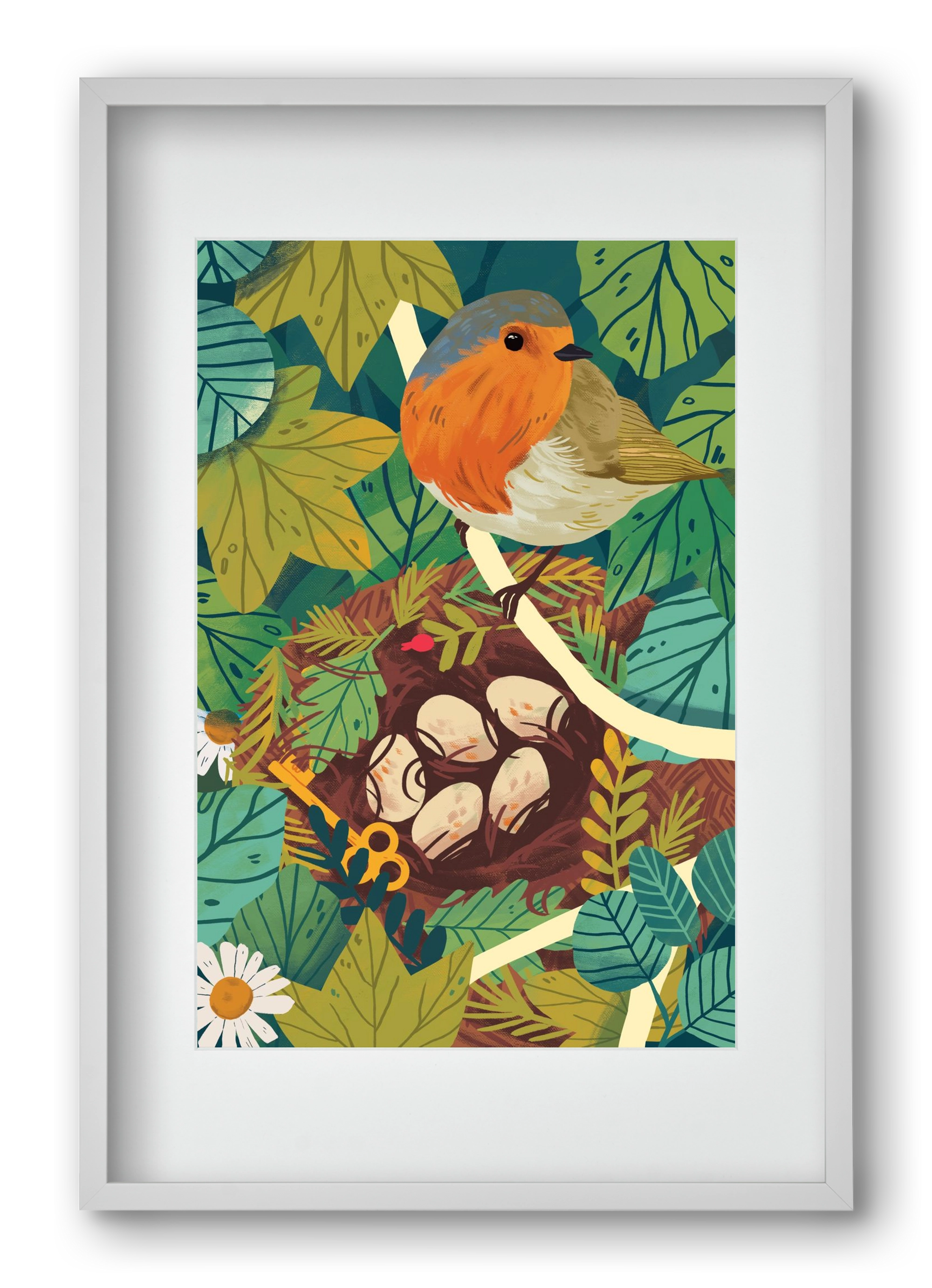 Fészek, 40x60 cm (30x45 cm), Fehér keret, paszpartuval