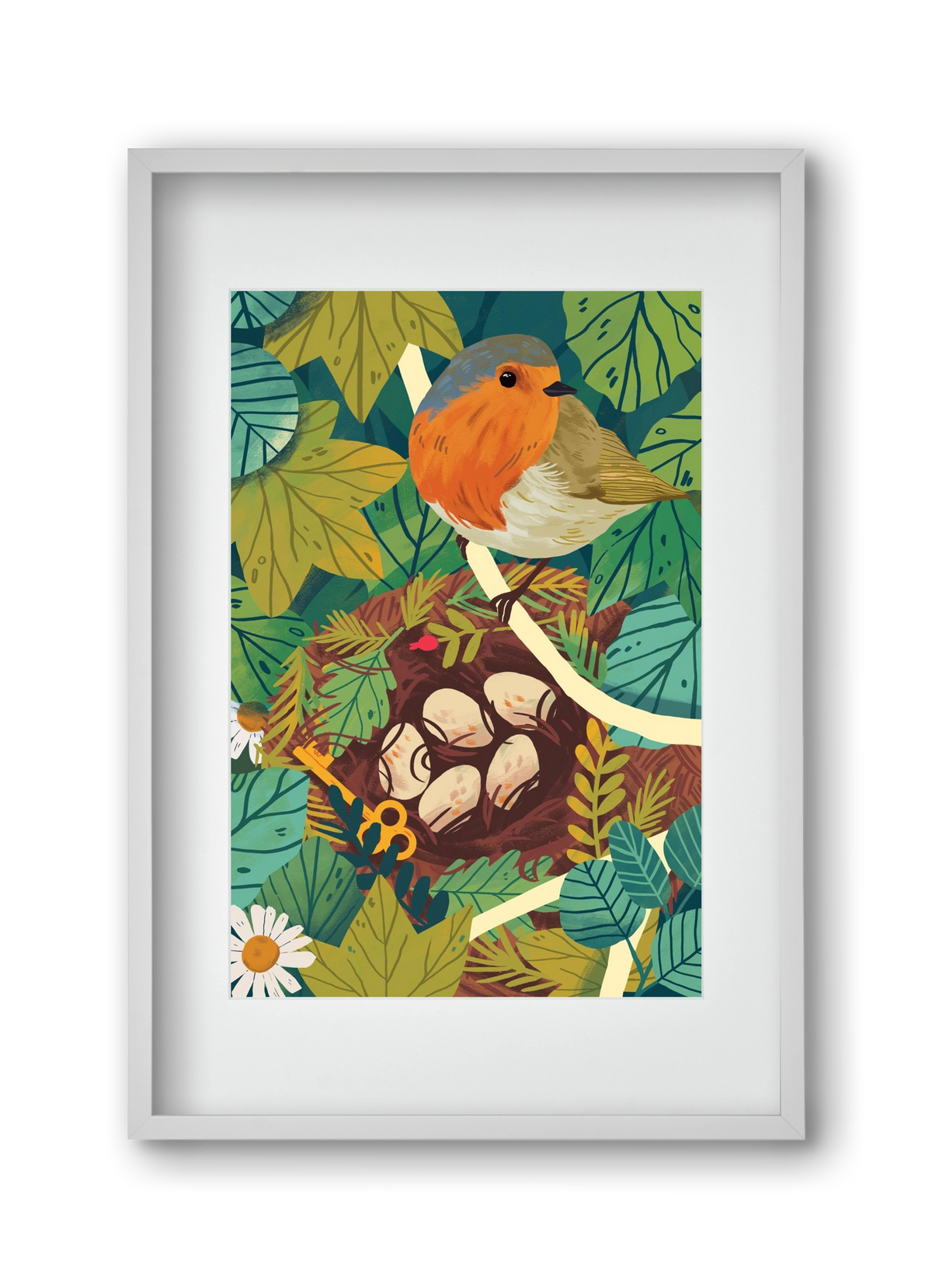 Fészek, 30x45 cm (20x30 cm), Fehér keret, paszpartuval