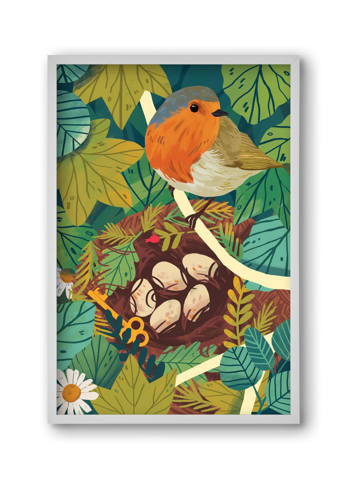 Fészek, 30x45 cm (30x45 cm), Fehér keret