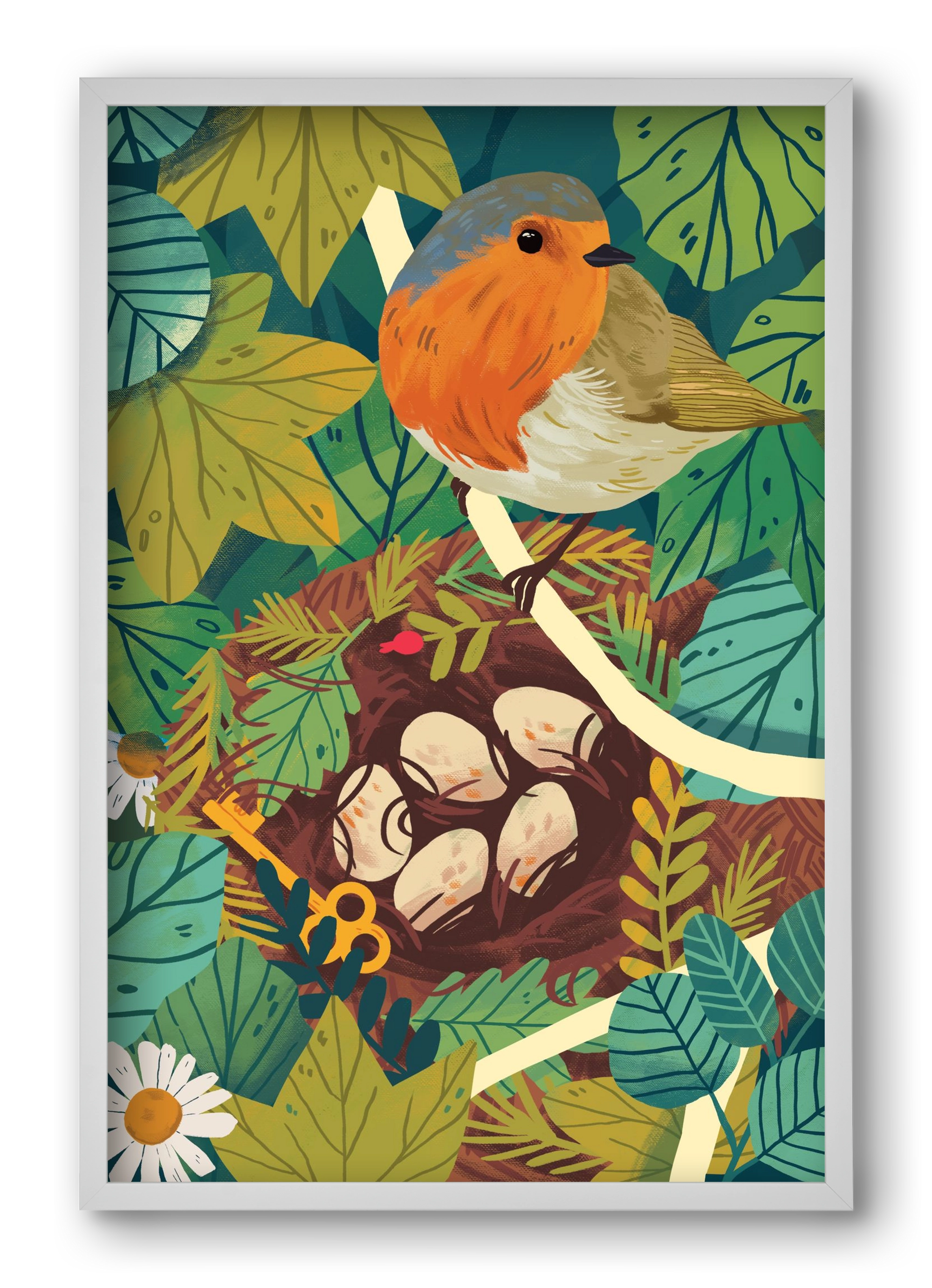 Fészek, 40x60 cm (40x60 cm), Fehér keret