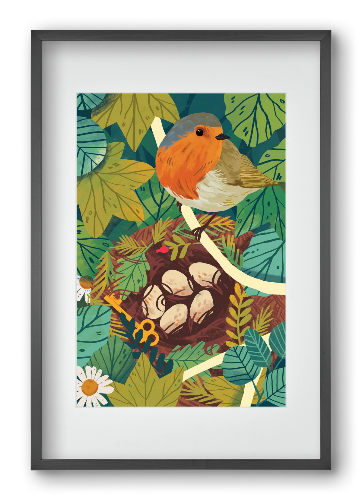 Fészek, 40x60 cm (30x45 cm), Fekete keret, paszpartuval