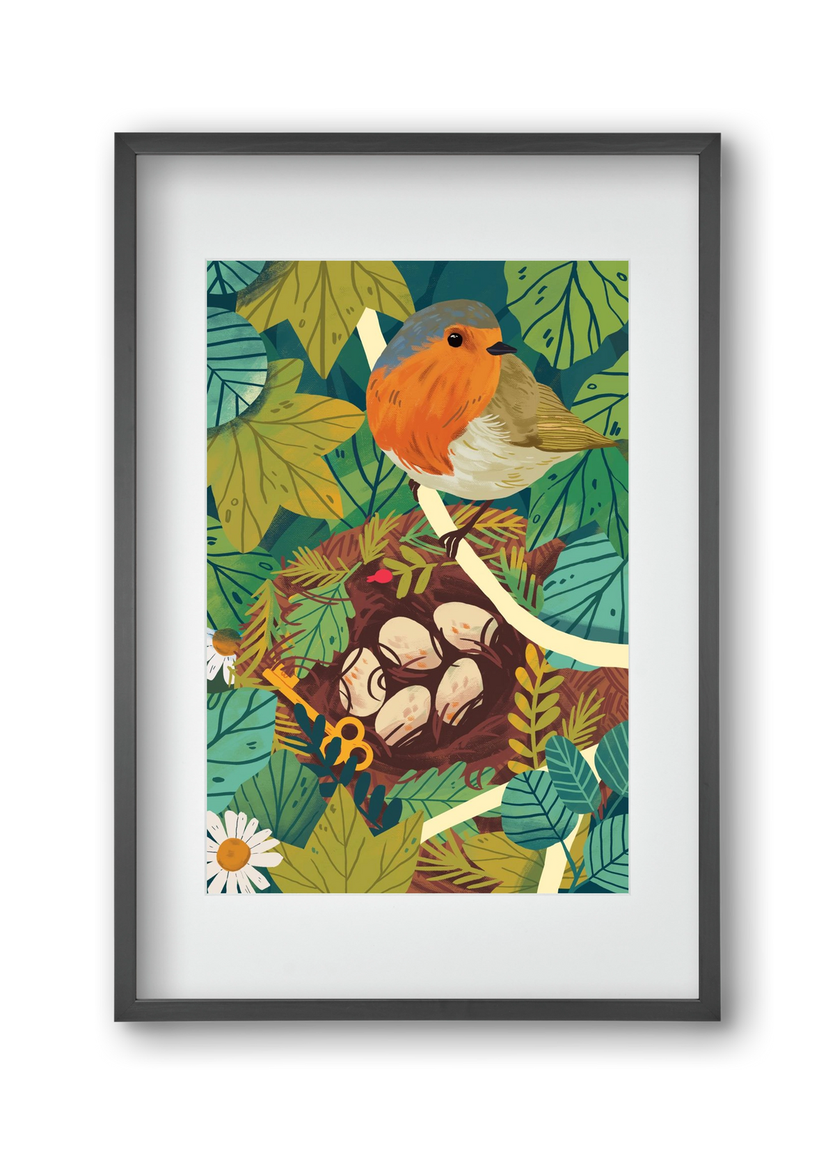 Fészek, 30x45 cm (20x30 cm), Fekete keret, paszpartuval