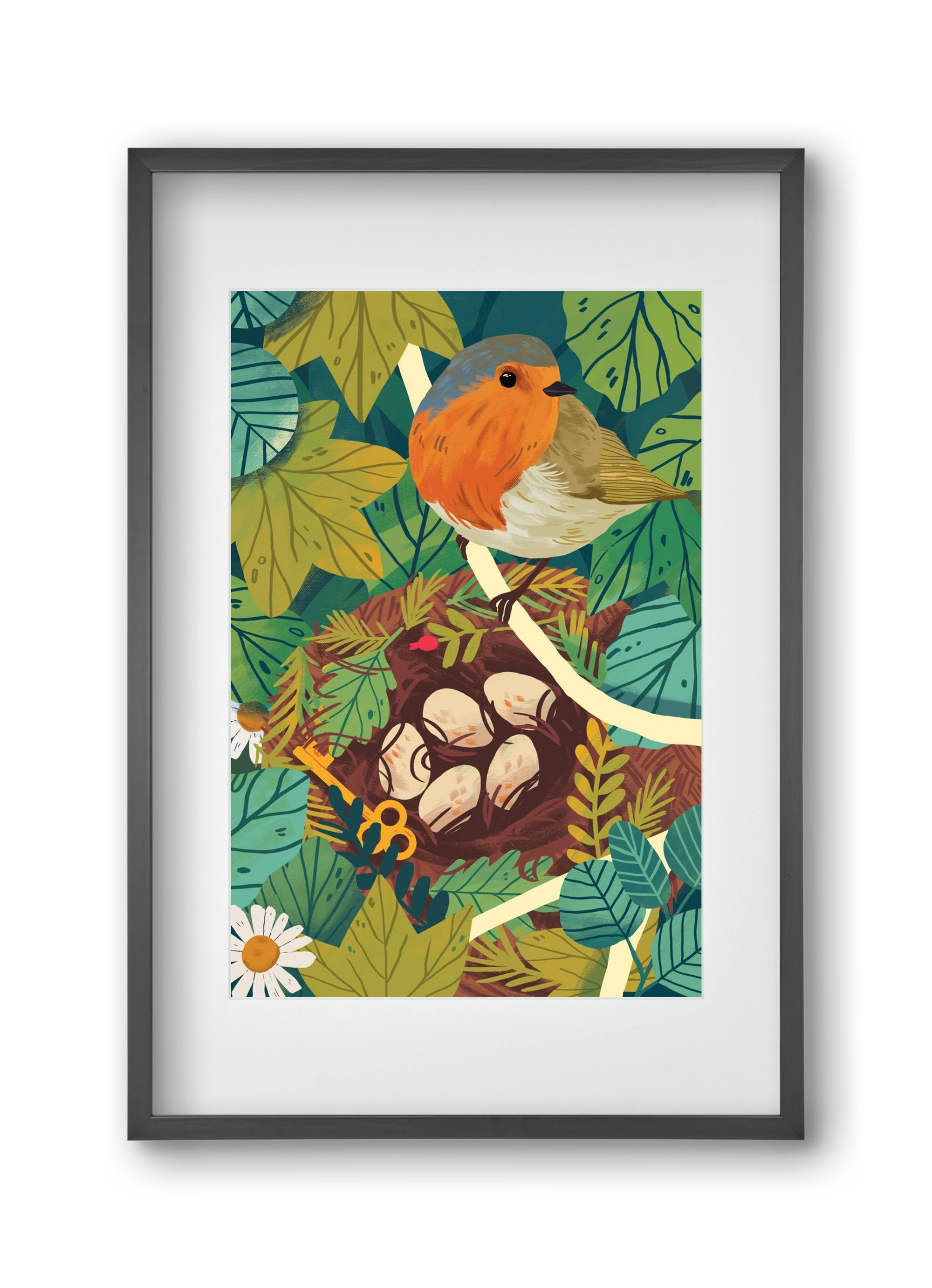 Fészek, 30x45 cm (20x30 cm), Fekete keret, paszpartuval