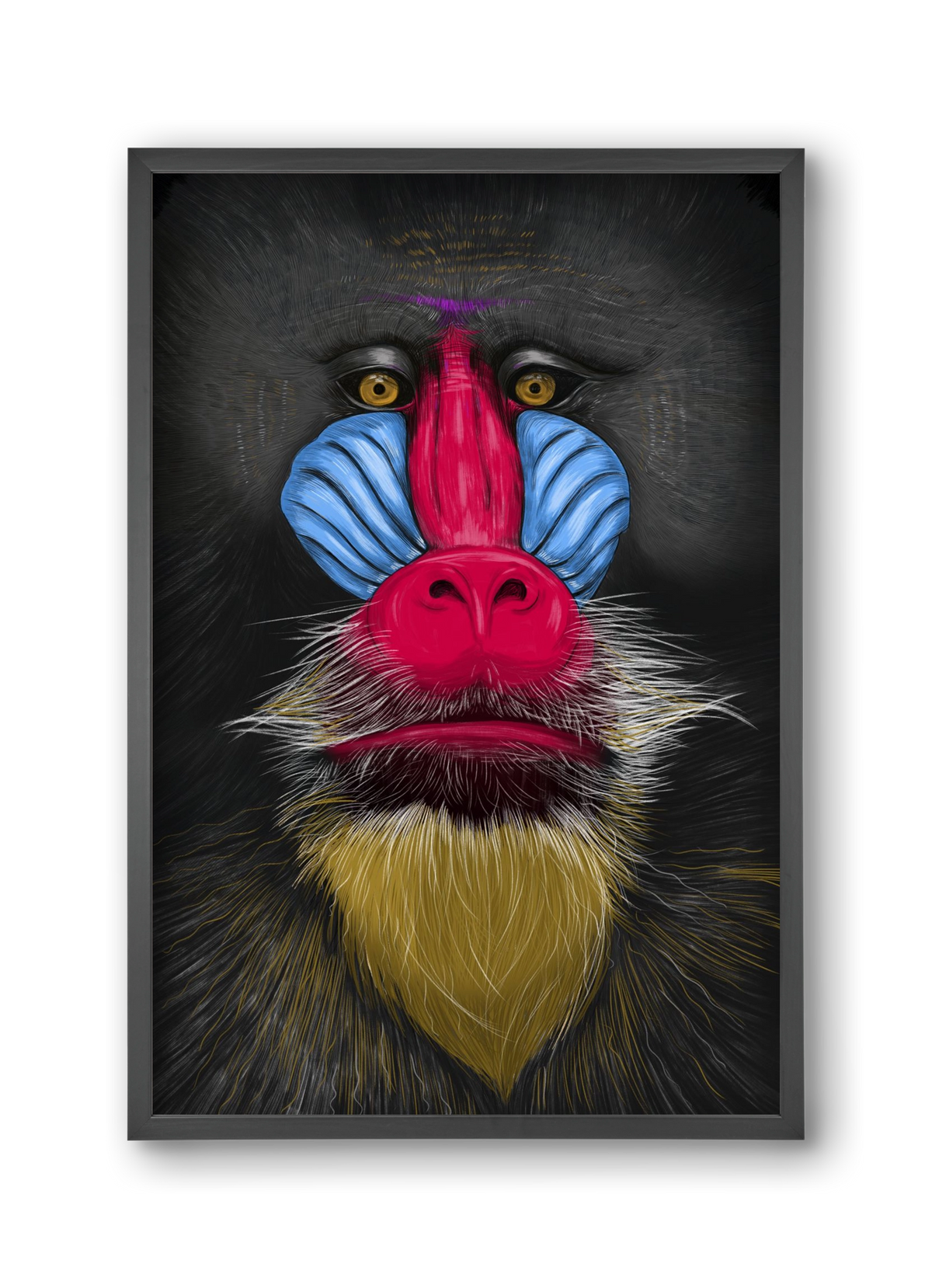 Monkey illustration, 30x45 cm (30x45 cm), Fekete keret