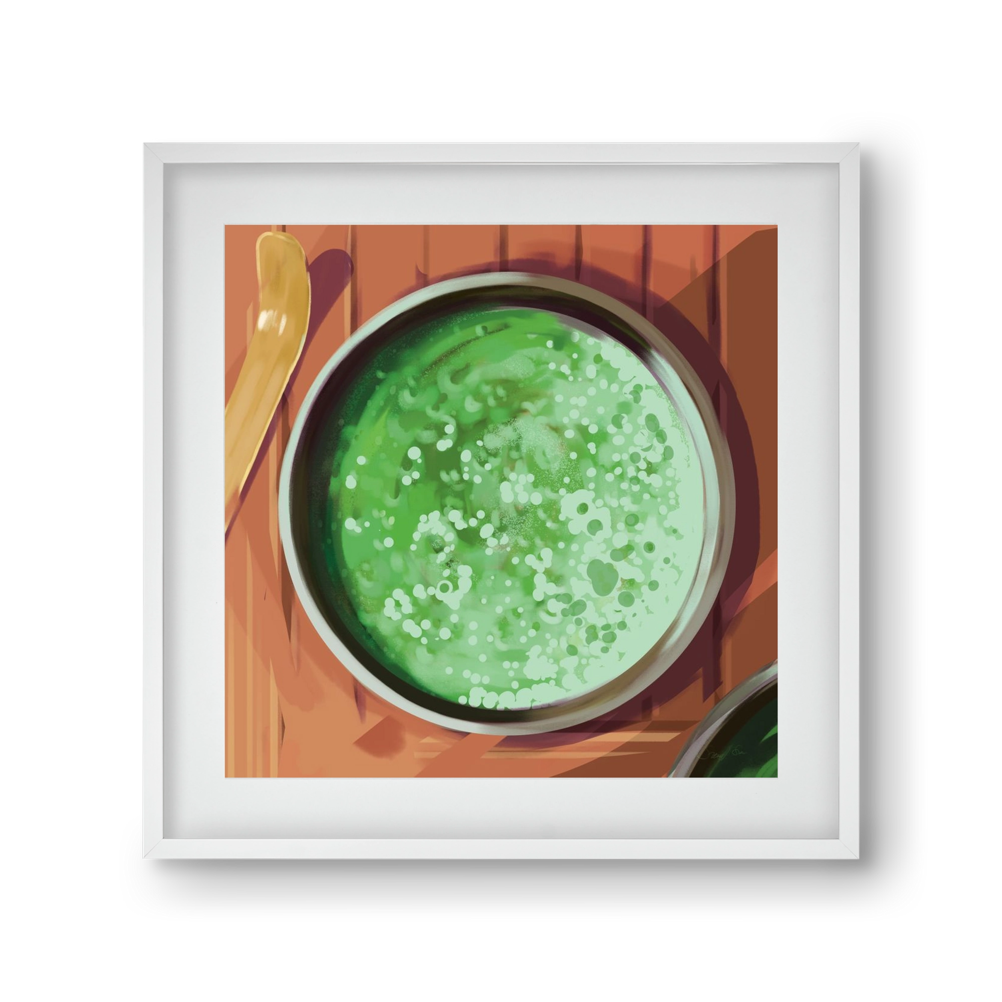 Matcha, 30x30 cm (20x20 cm), Fehér keret, paszpartuval