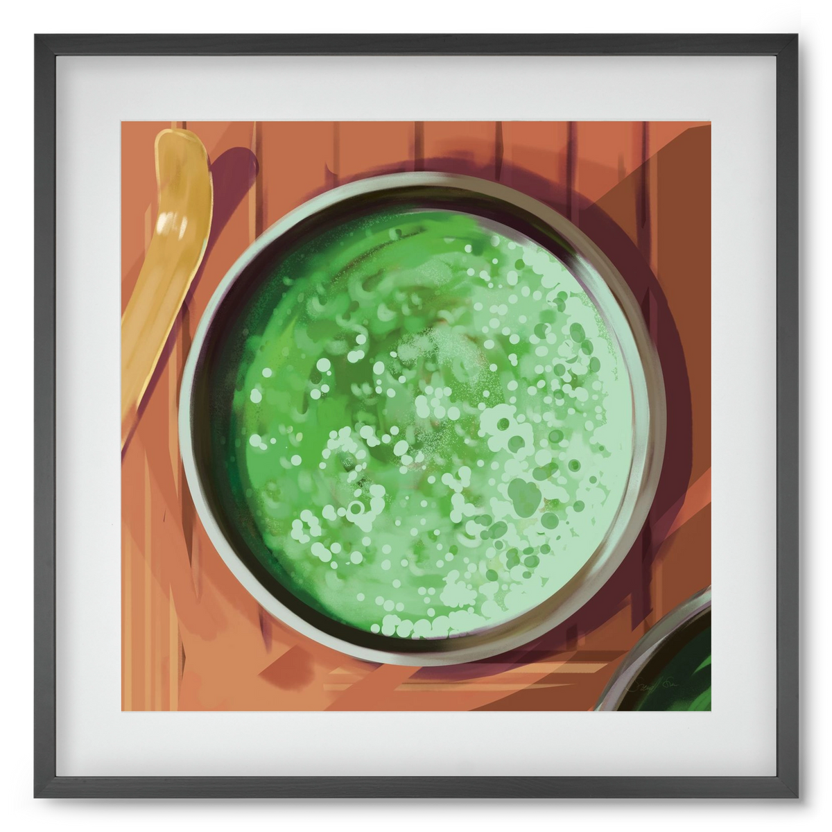 Matcha, 50x50 cm (40x40 cm), Fekete keret, paszpartuval
