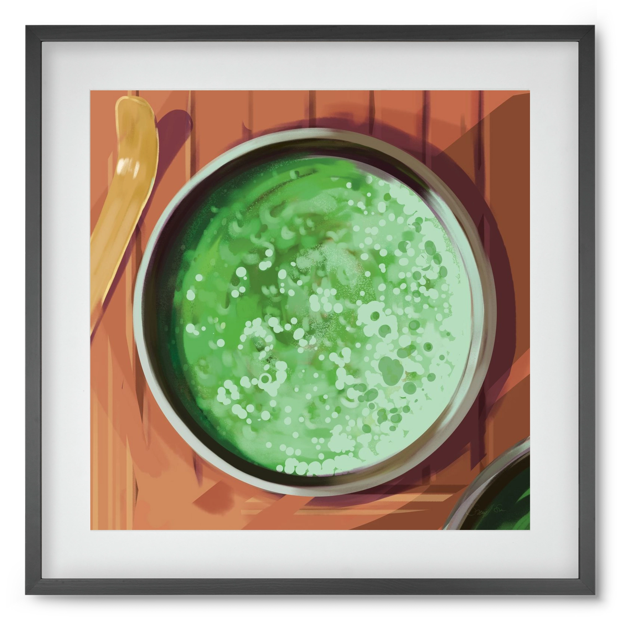Matcha, 50x50 cm (40x40 cm), Fekete keret, paszpartuval