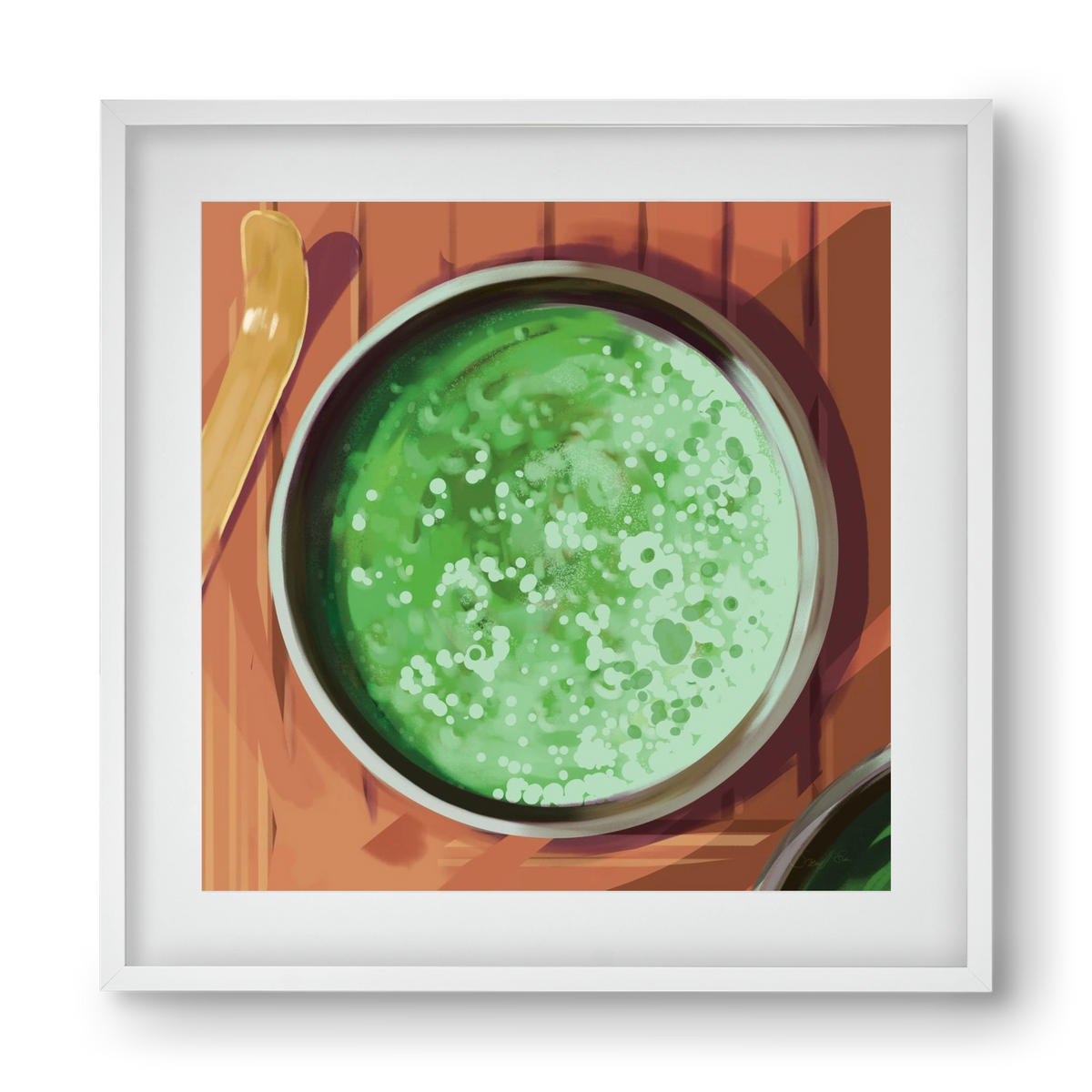 Matcha, 40x40 cm (30x30 cm), Fehér keret, paszpartuval