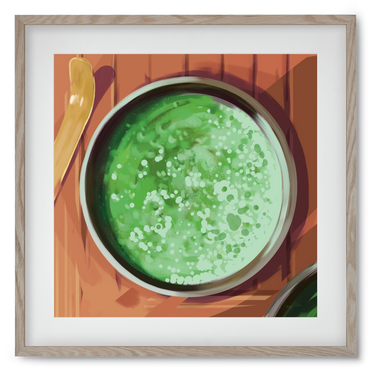 Matcha, 50x50 cm (40x40 cm), Tölgy keret, paszpartuval