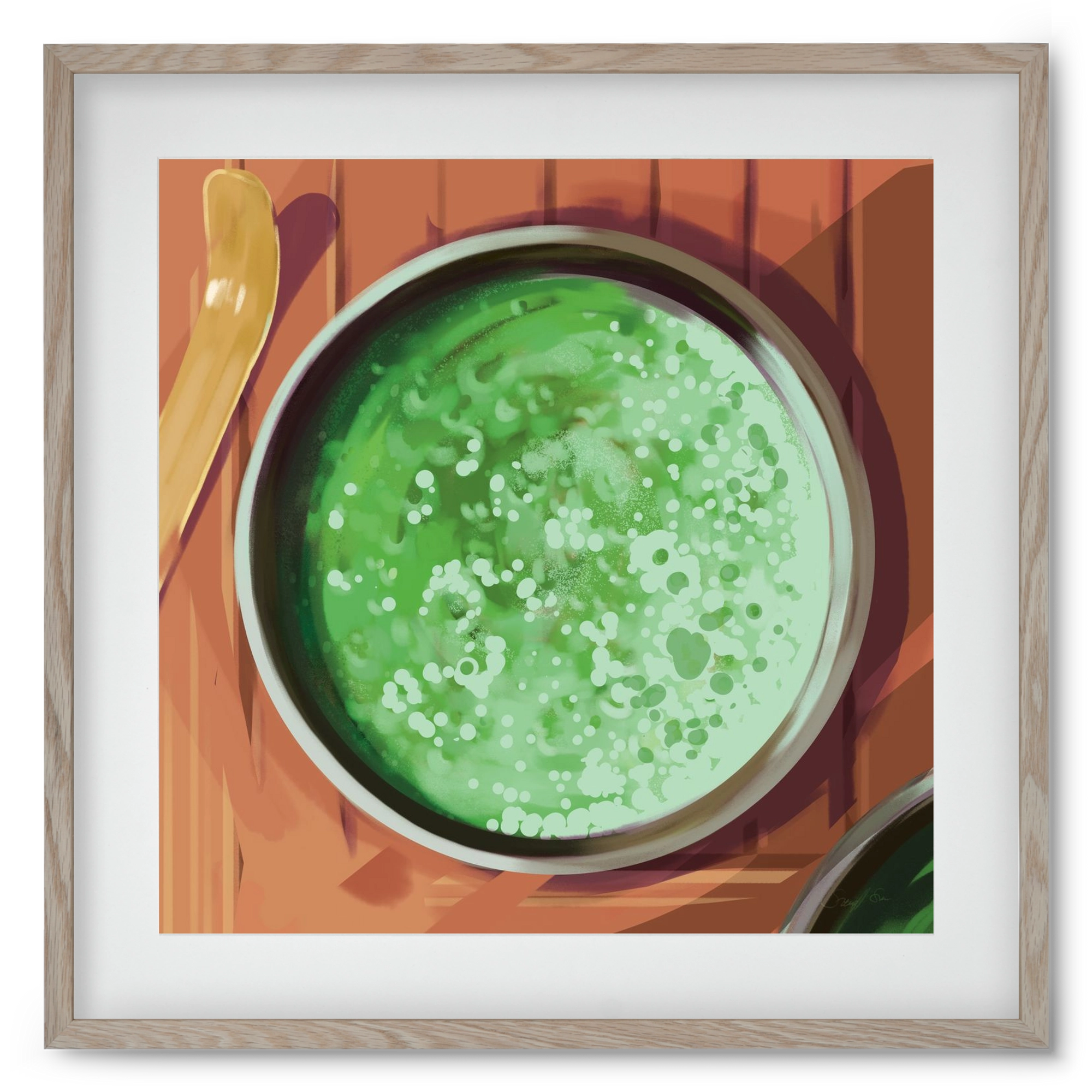 Matcha, 50x50 cm (40x40 cm), Tölgy keret, paszpartuval