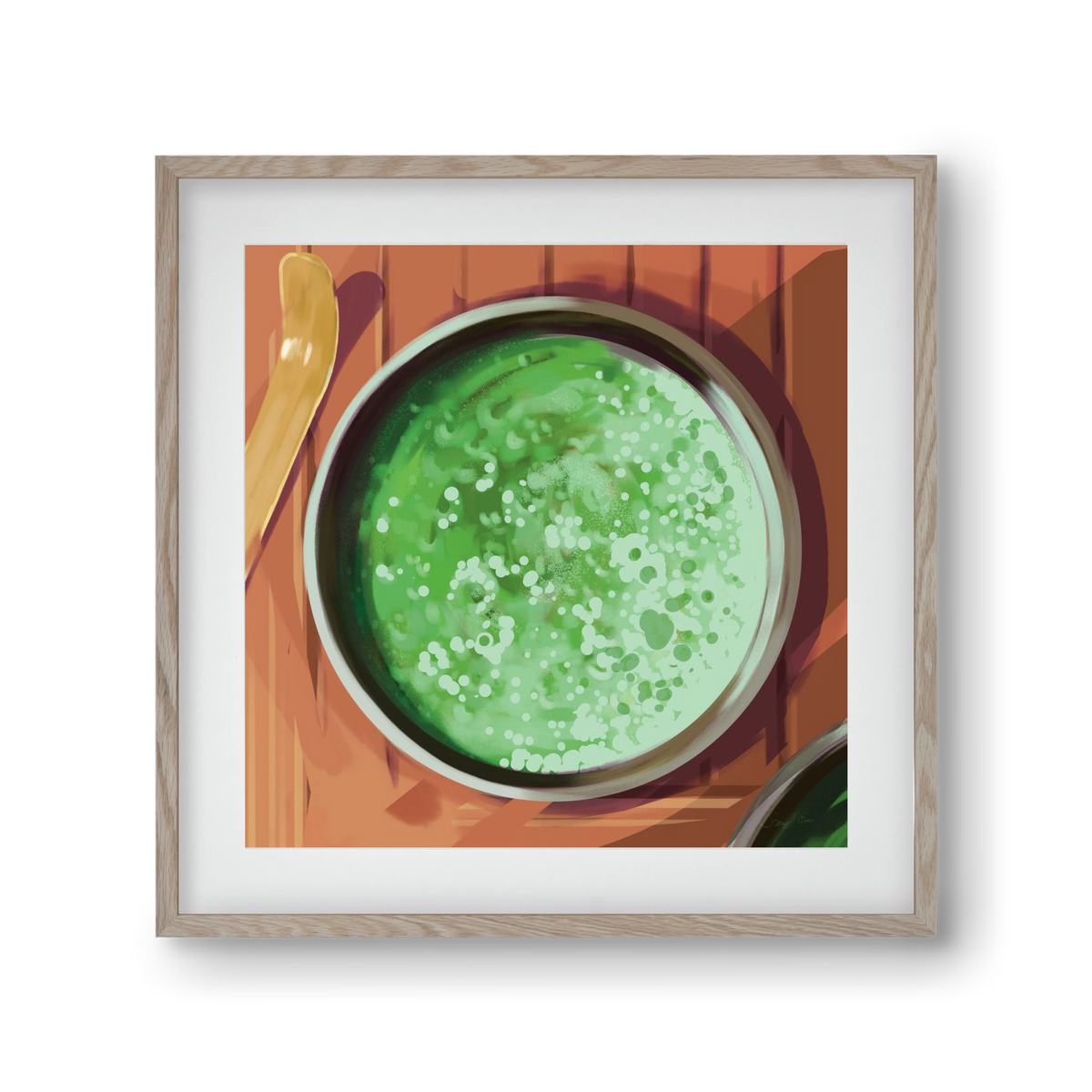 Matcha, 30x30 cm (20x20 cm), Tölgy keret, paszpartuval