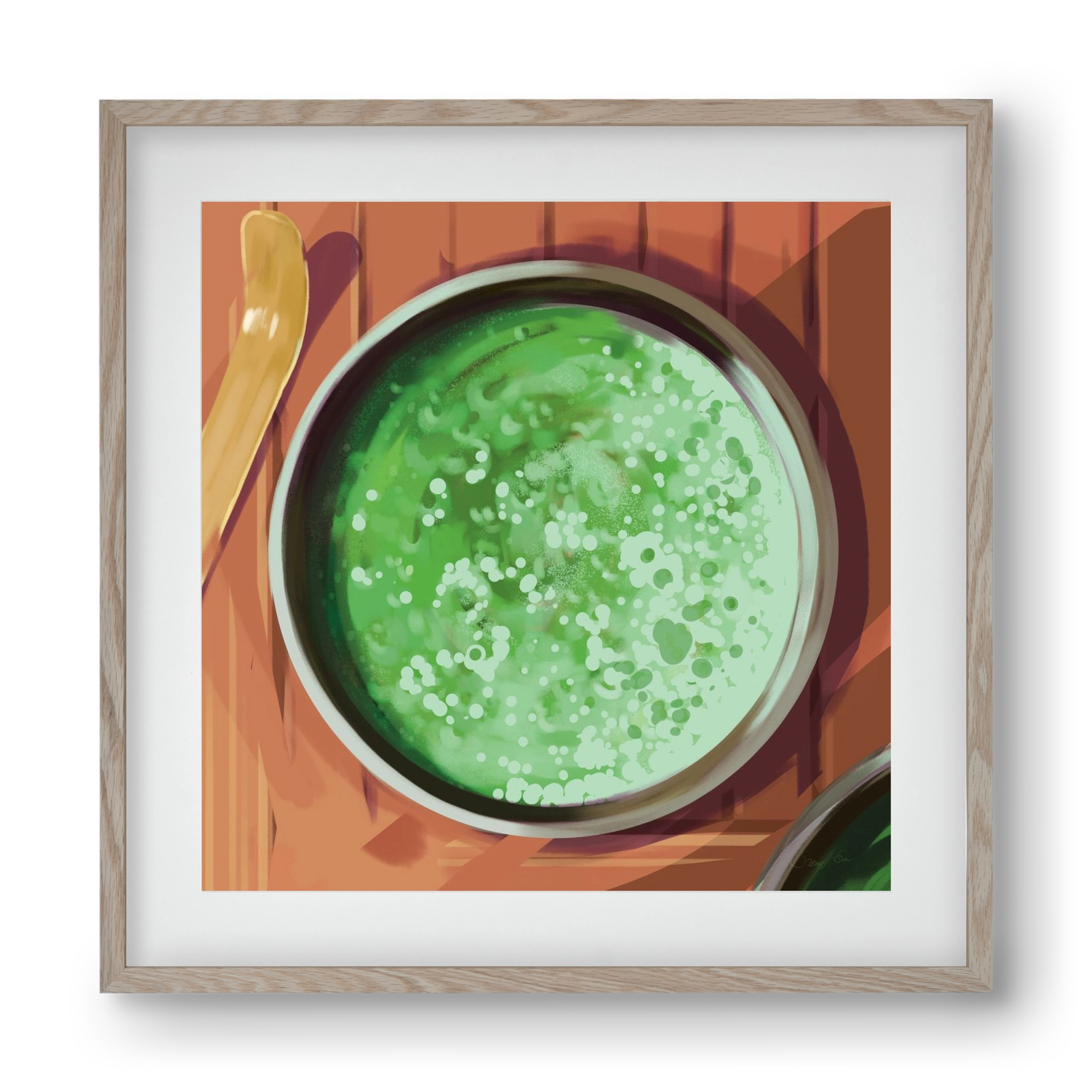 Matcha, 40x40 cm (30x30 cm), Tölgy keret, paszpartuval
