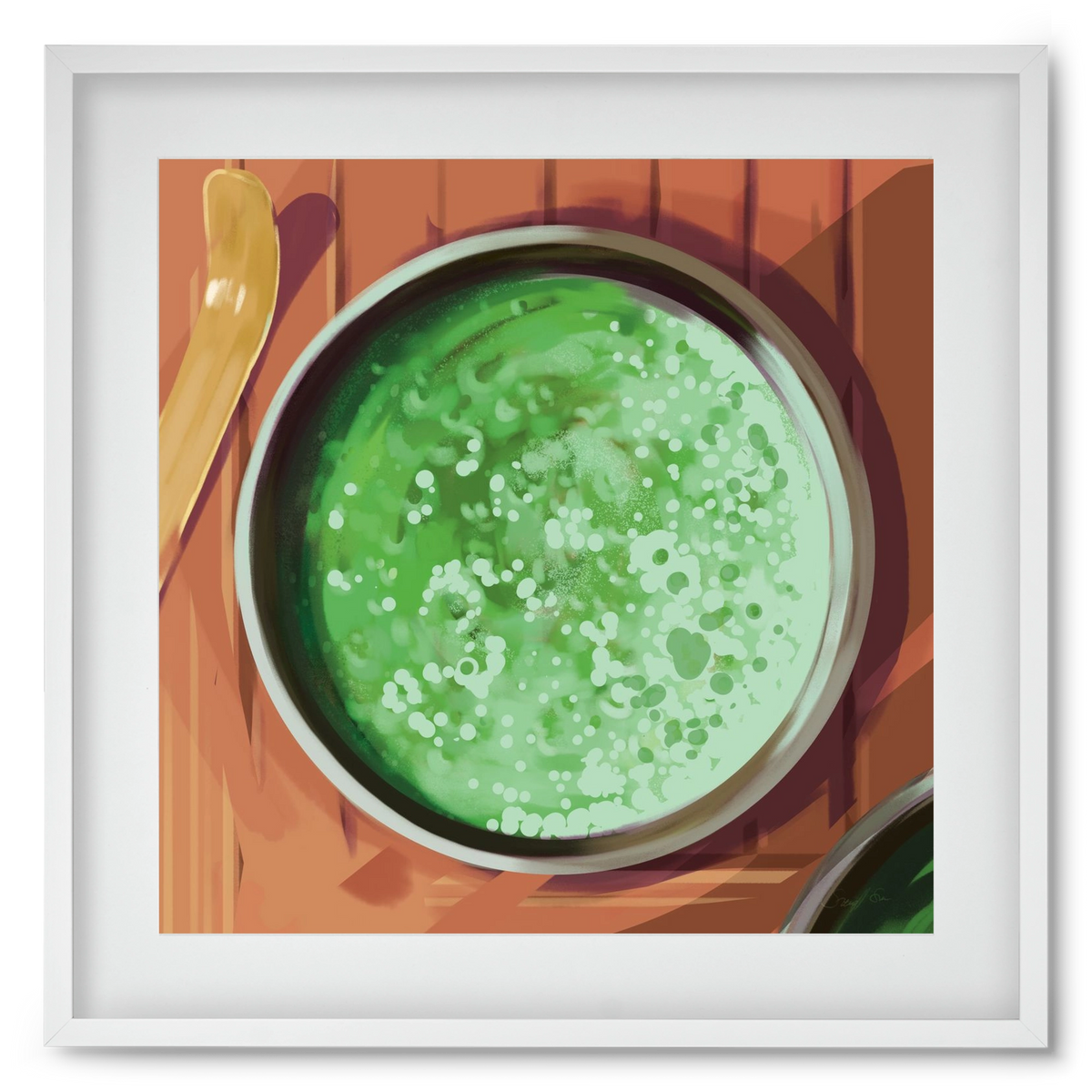 Matcha, 50x50 cm (40x40 cm), Fehér keret, paszpartuval