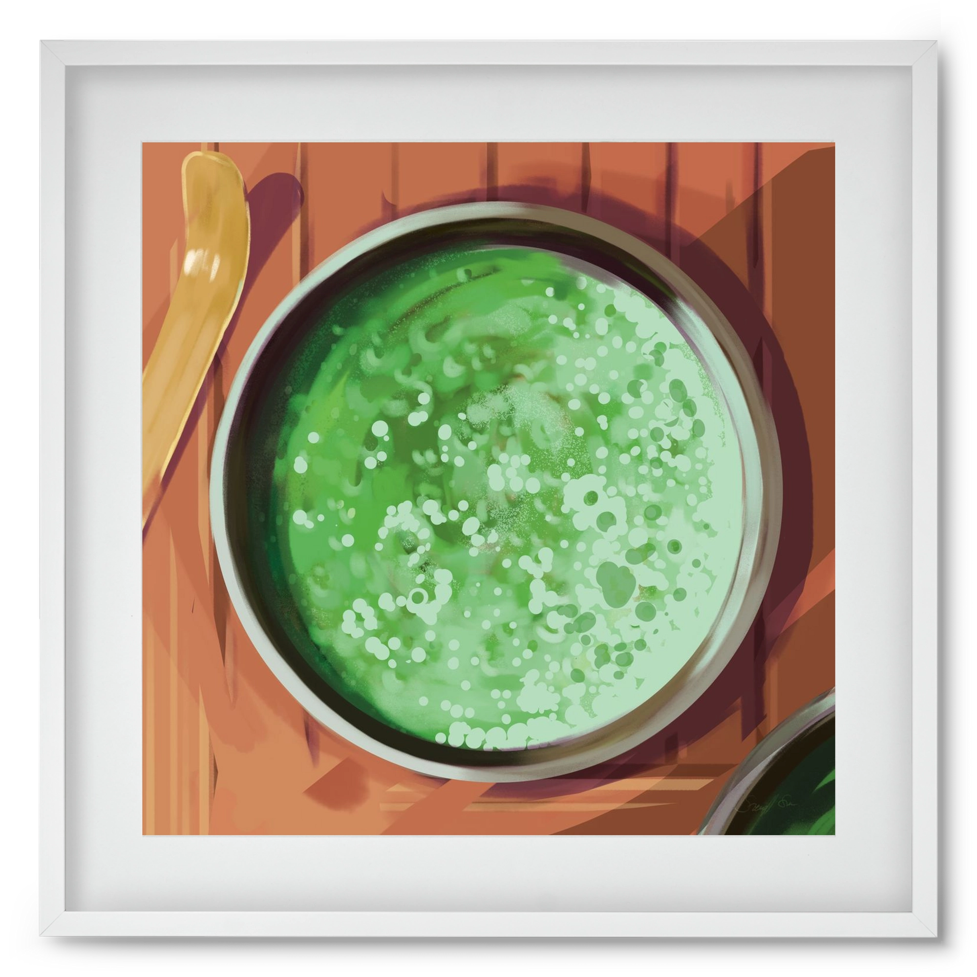 Matcha, 50x50 cm (40x40 cm), Fehér keret, paszpartuval