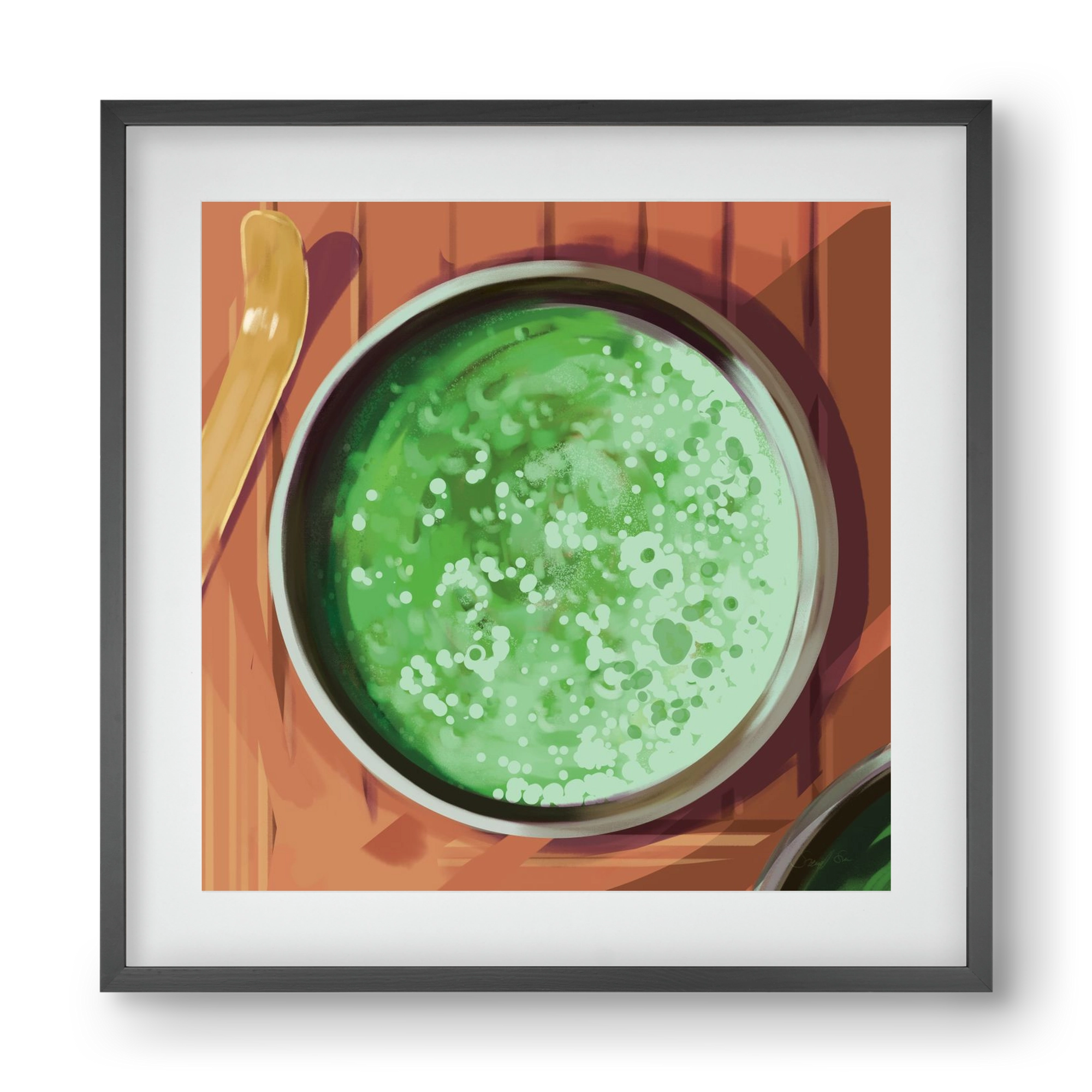Matcha, 40x40 cm (30x30 cm), Fekete keret, paszpartuval