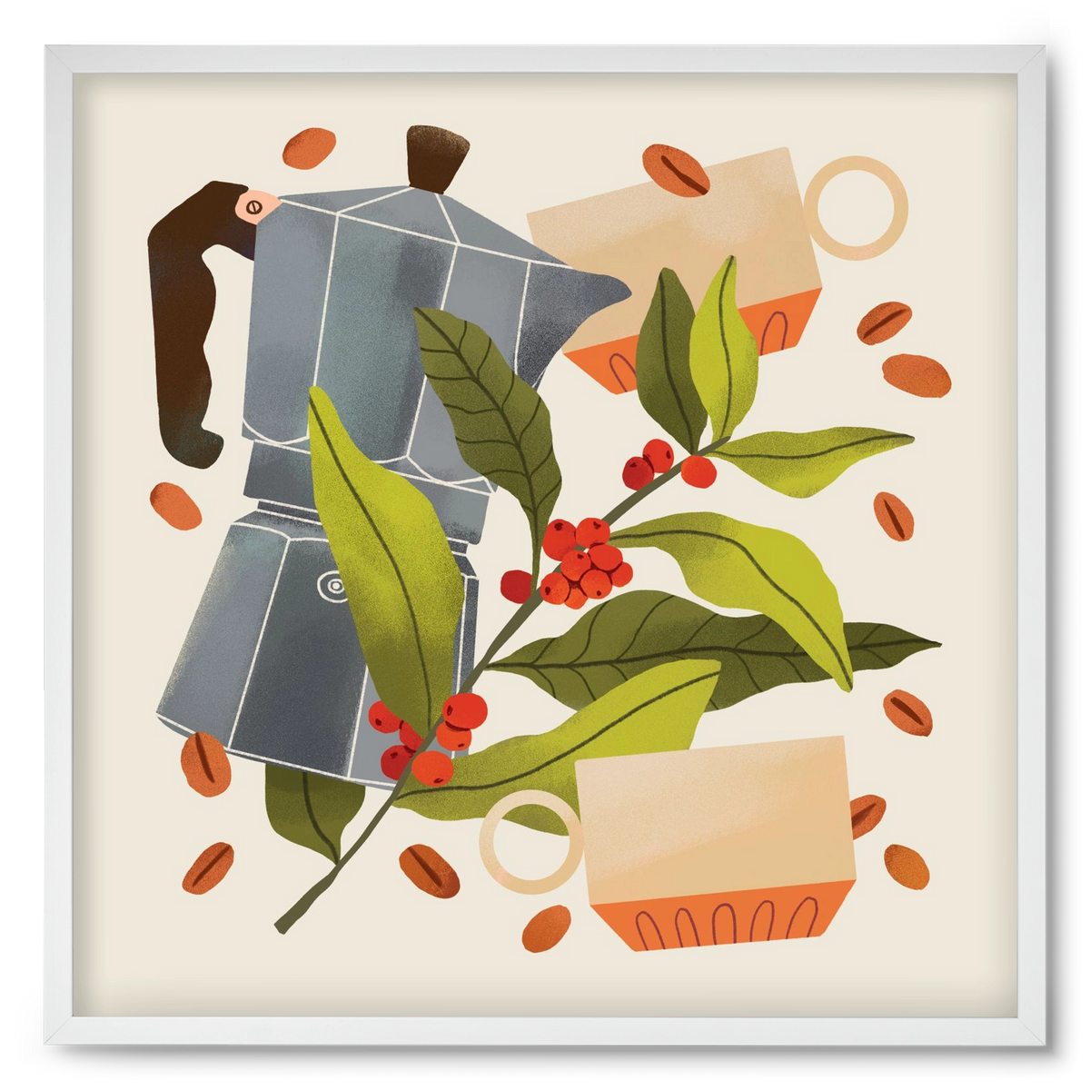 Coffee, 50x50 cm (50x50 cm), Fehér keret