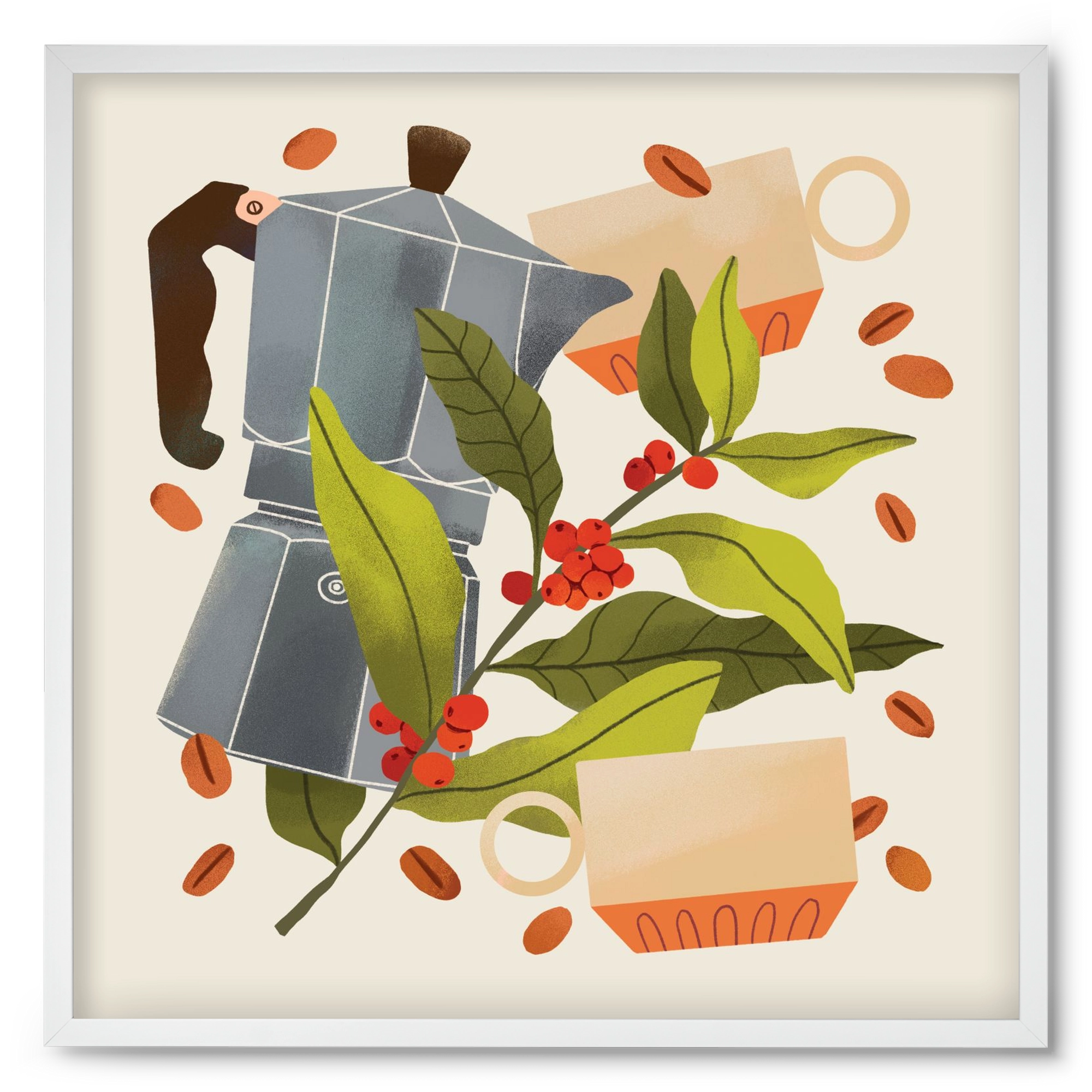 Coffee, 50x50 cm (50x50 cm), Fehér keret