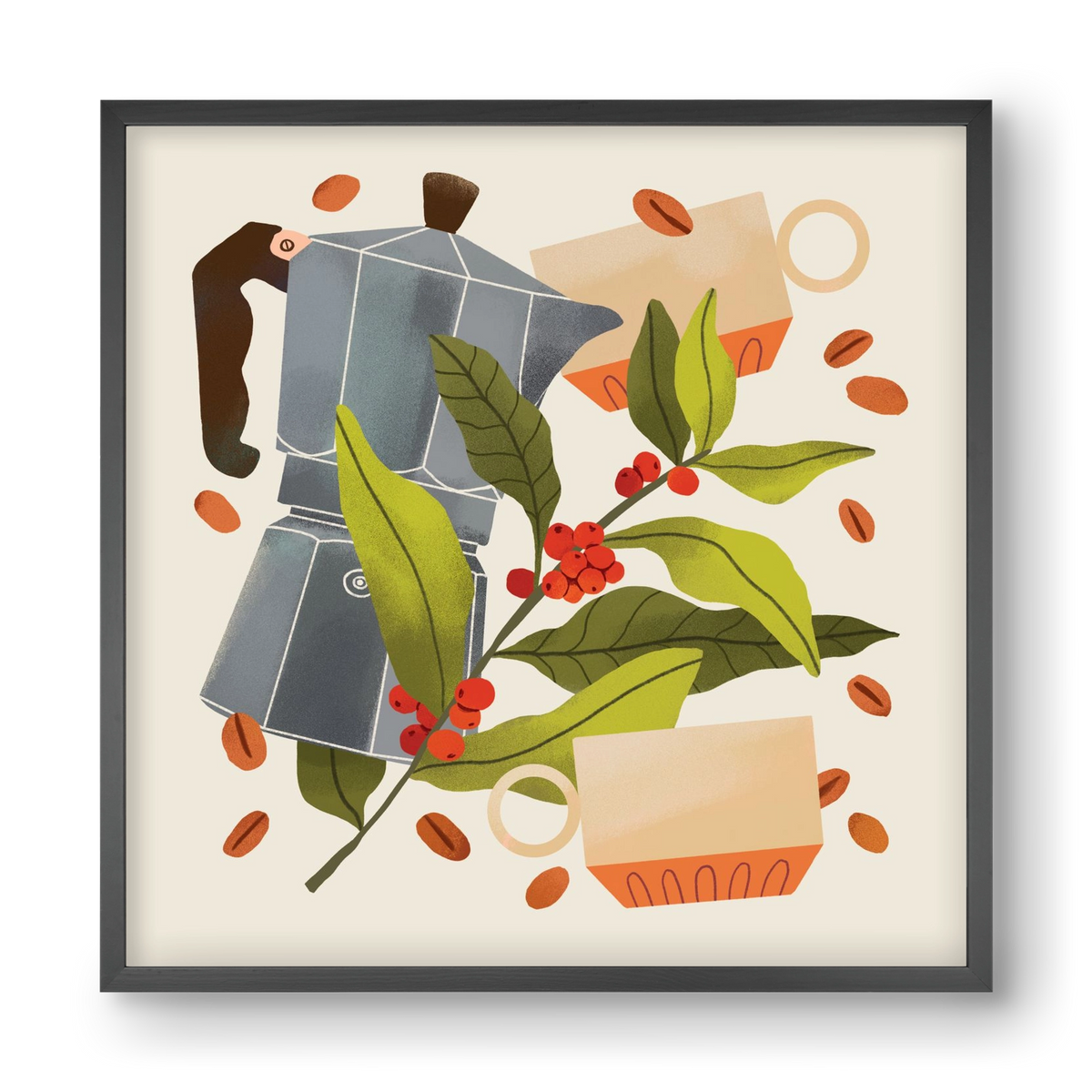 Coffee, 40x40 cm (40x40 cm), Fekete keret