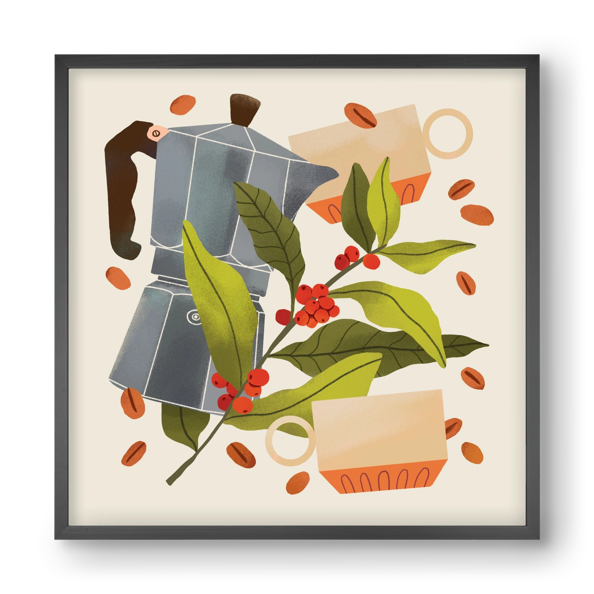 Coffee, 40x40 cm (40x40 cm), Fekete keret