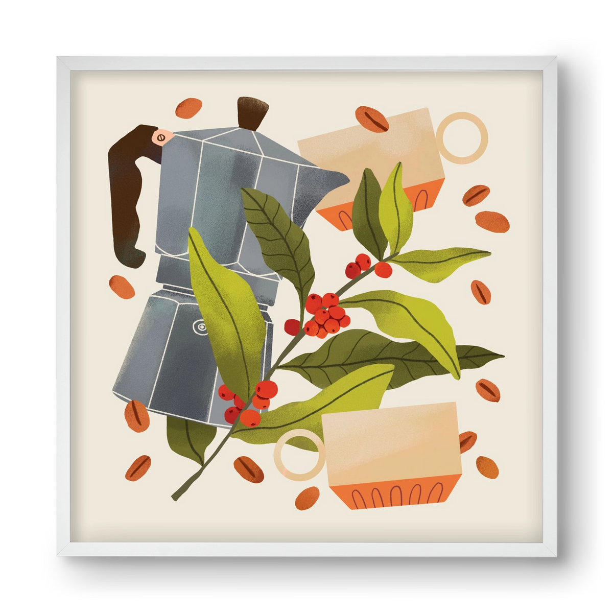 Coffee, 40x40 cm (40x40 cm), Fehér keret