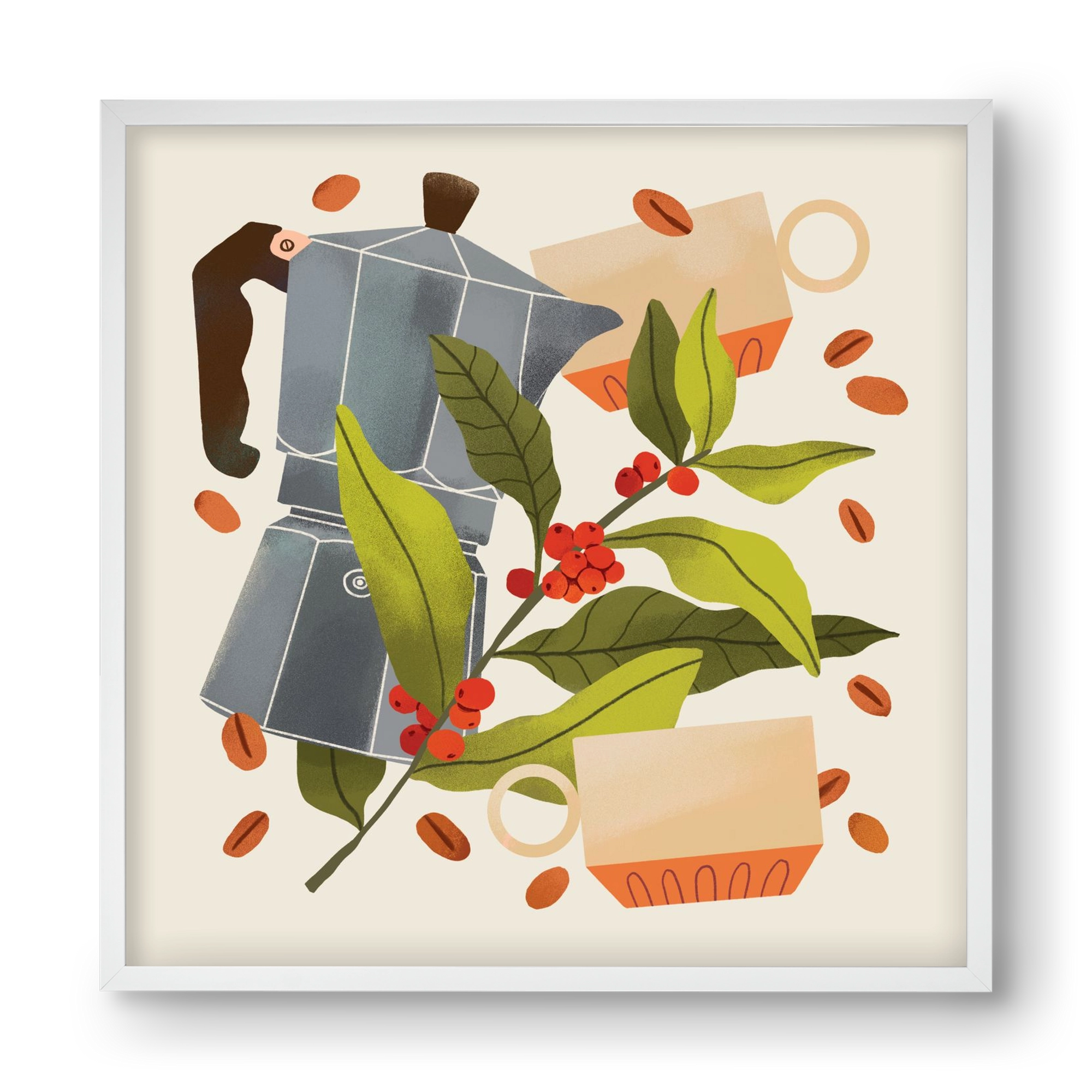 Coffee, 40x40 cm (40x40 cm), Fehér keret