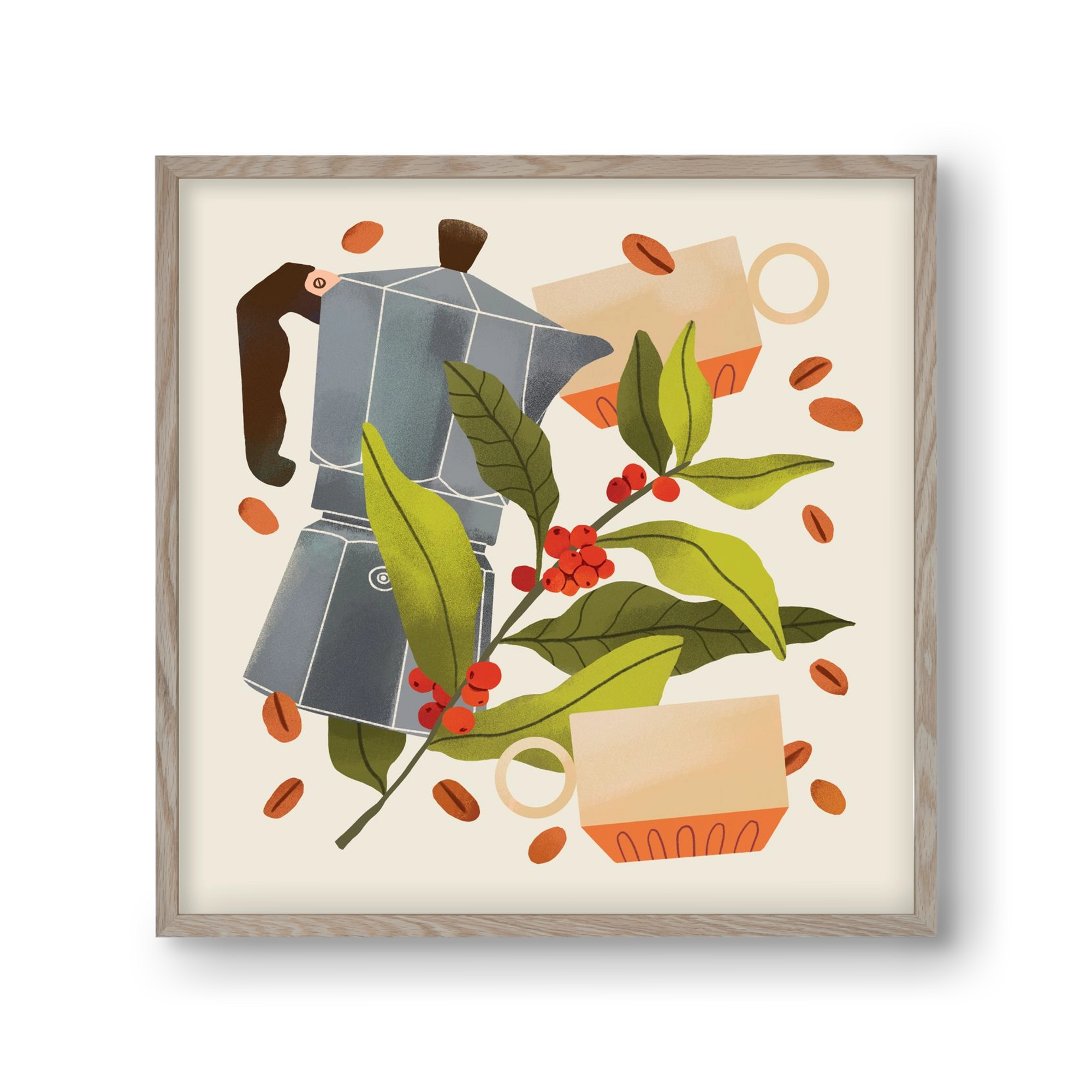 Coffee, 30x30 cm (30x30 cm), Tölgy keret