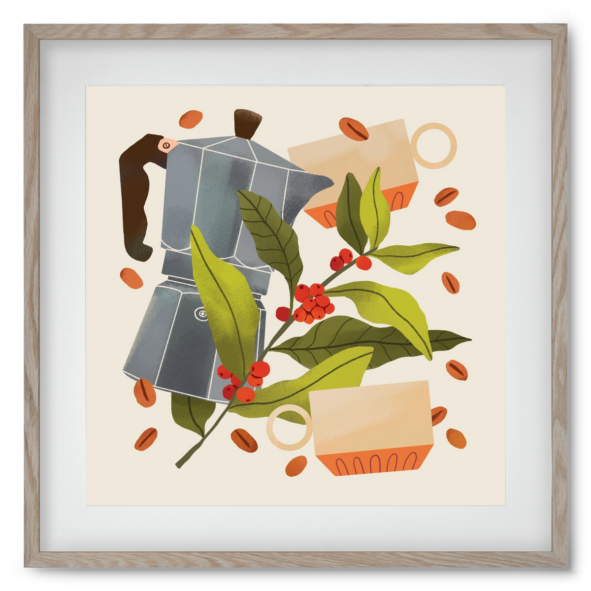 Coffee, 50x50 cm (40x40 cm), Tölgy keret, paszpartuval